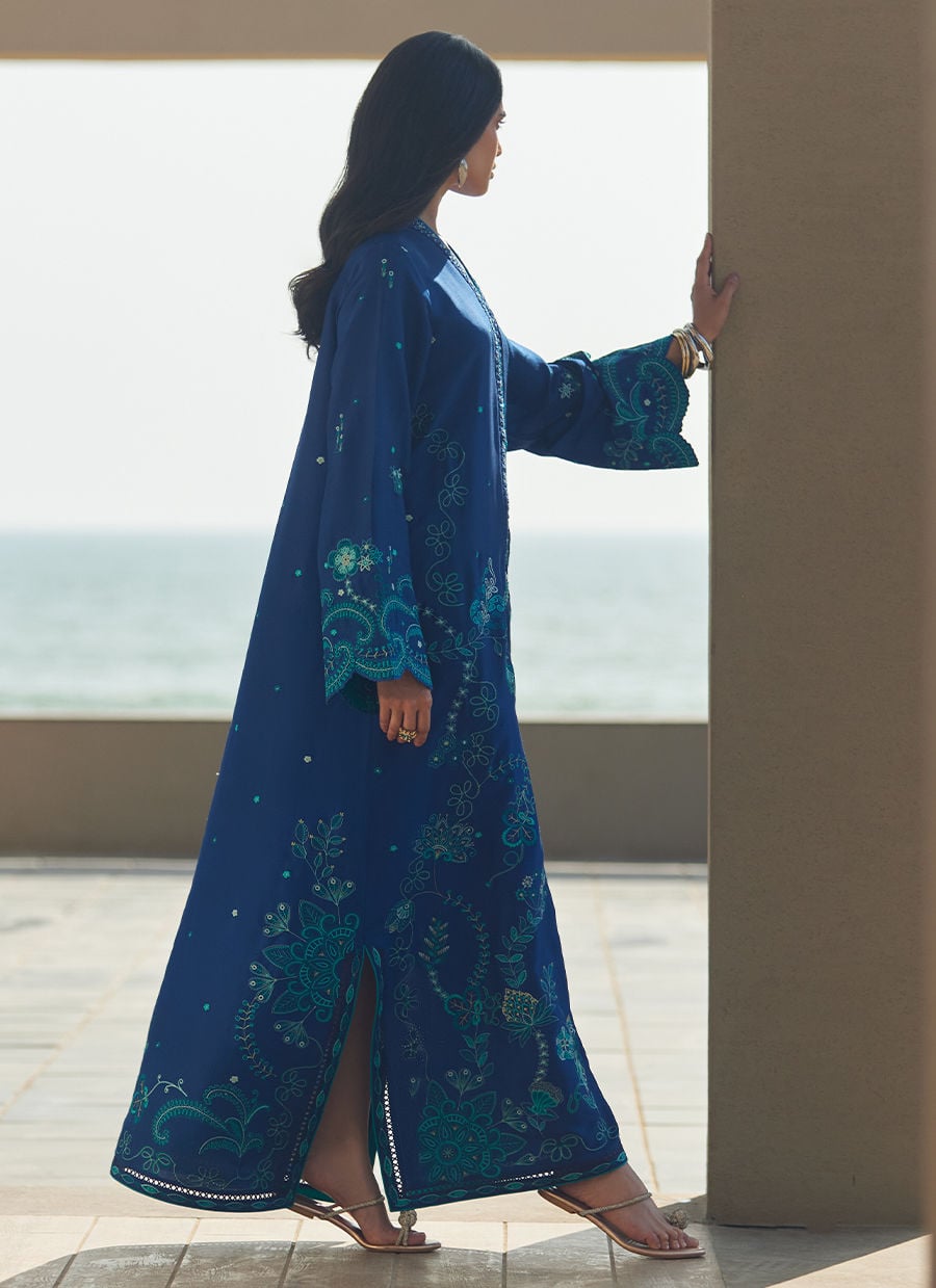 Azurea Teal Silk Kaftan