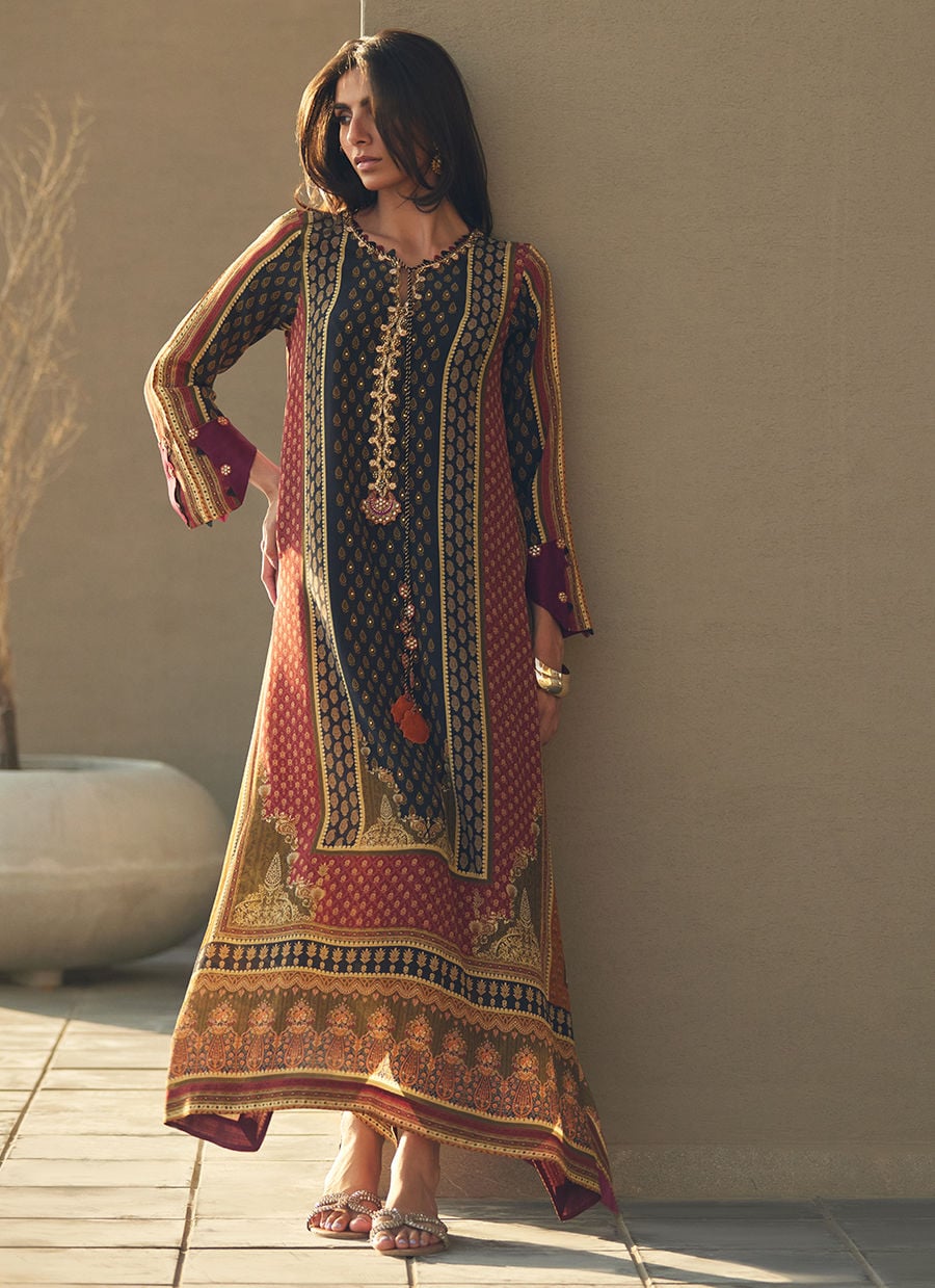 Ophelia Onyx Crepe Kaftan