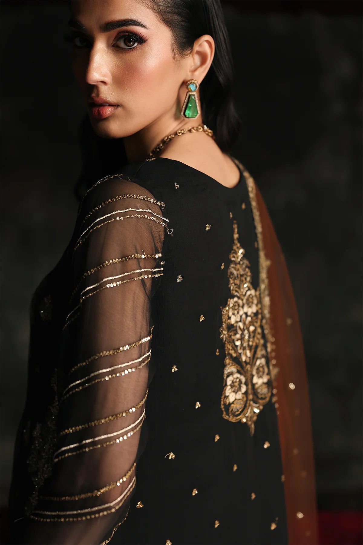 3 PC EMBROIDERED DYED CHIFFON CA26-01