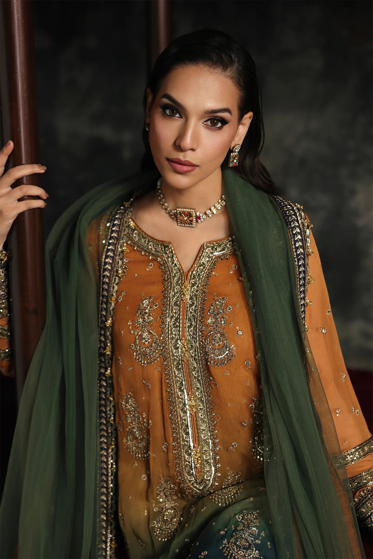 3 PC EMBROIDERED DYED CHIFFON CA26-02