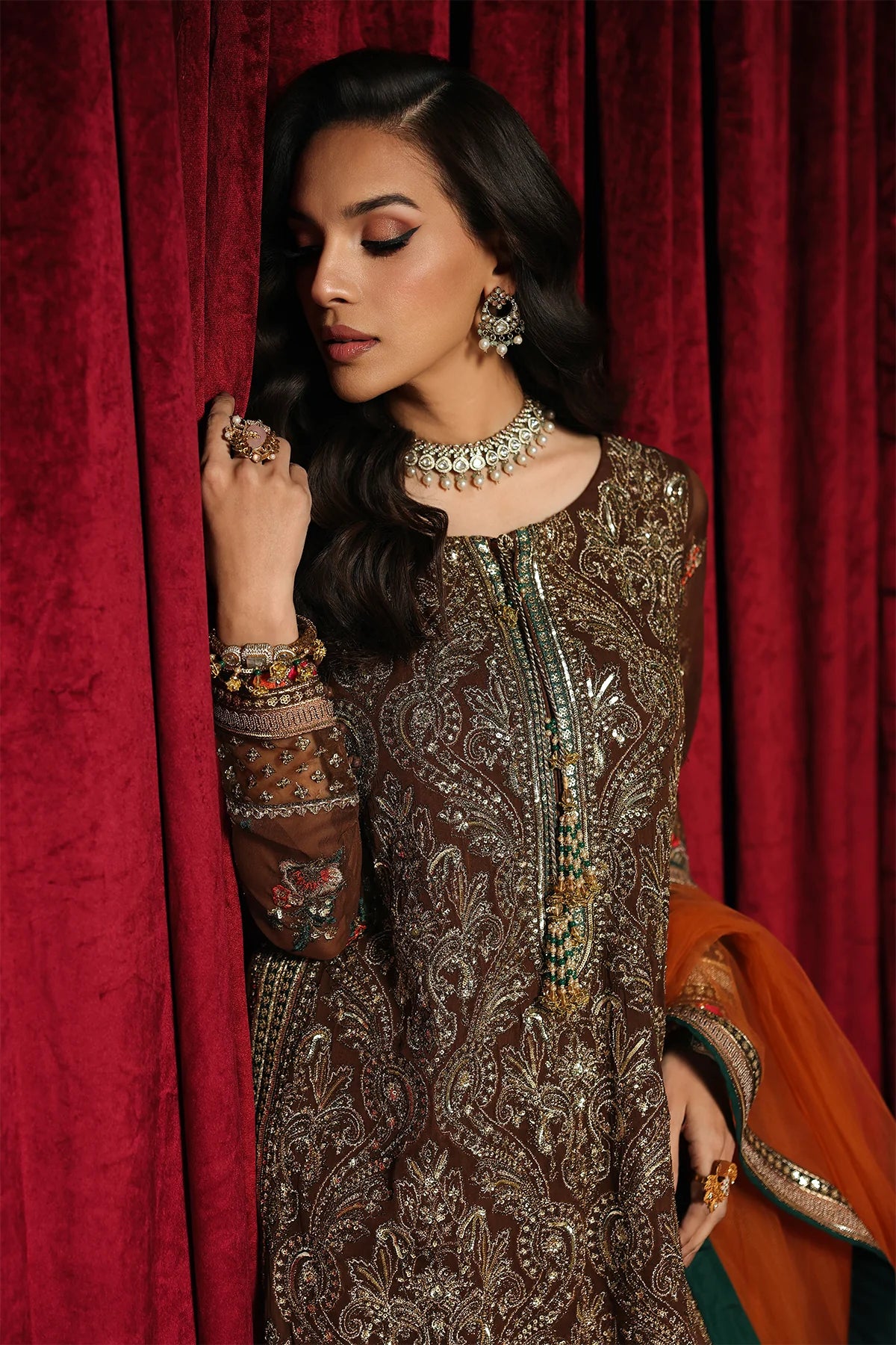 3 PC EMBROIDERED DYED CHIFFON CA26-07
