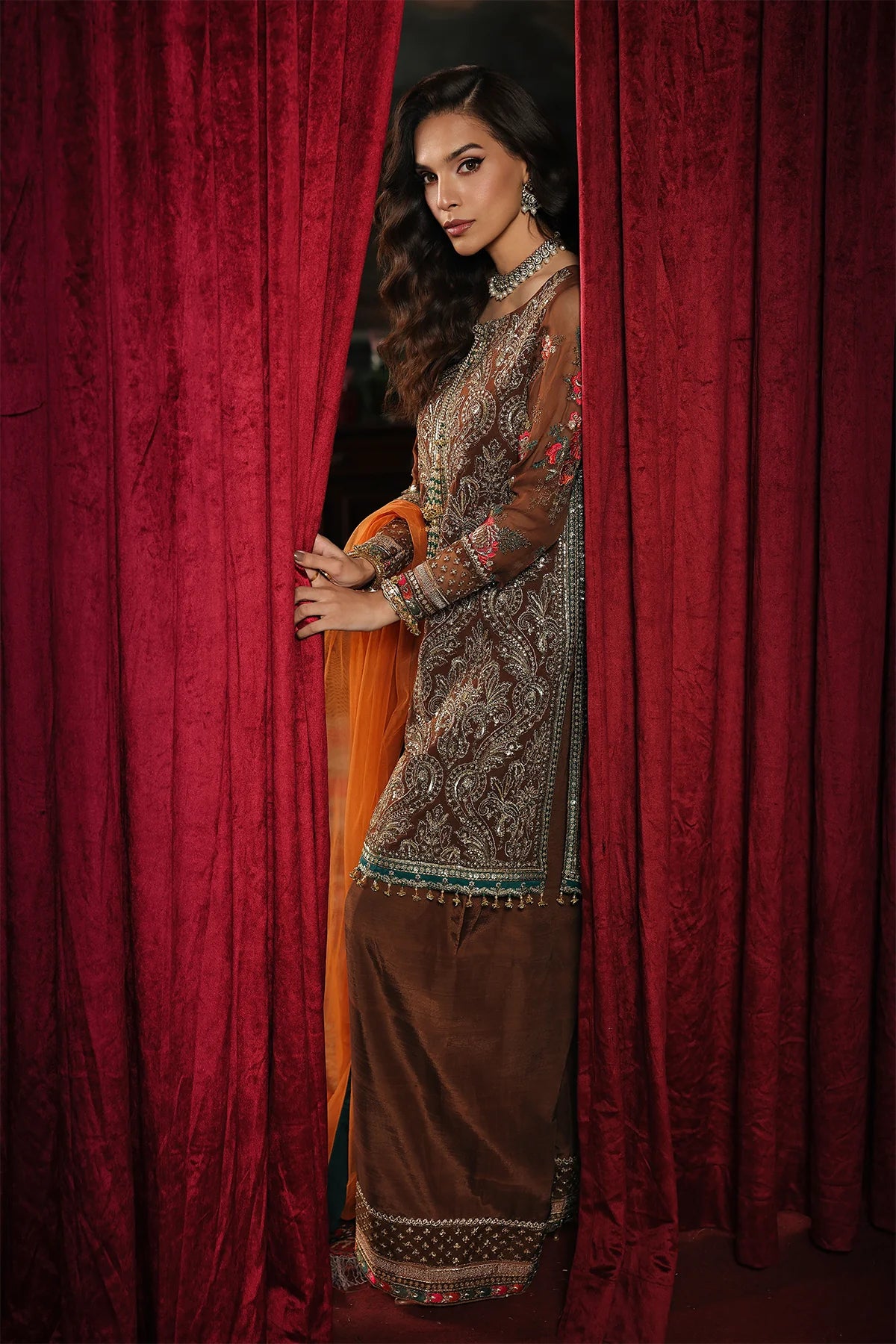 3 PC EMBROIDERED DYED CHIFFON CA26-07
