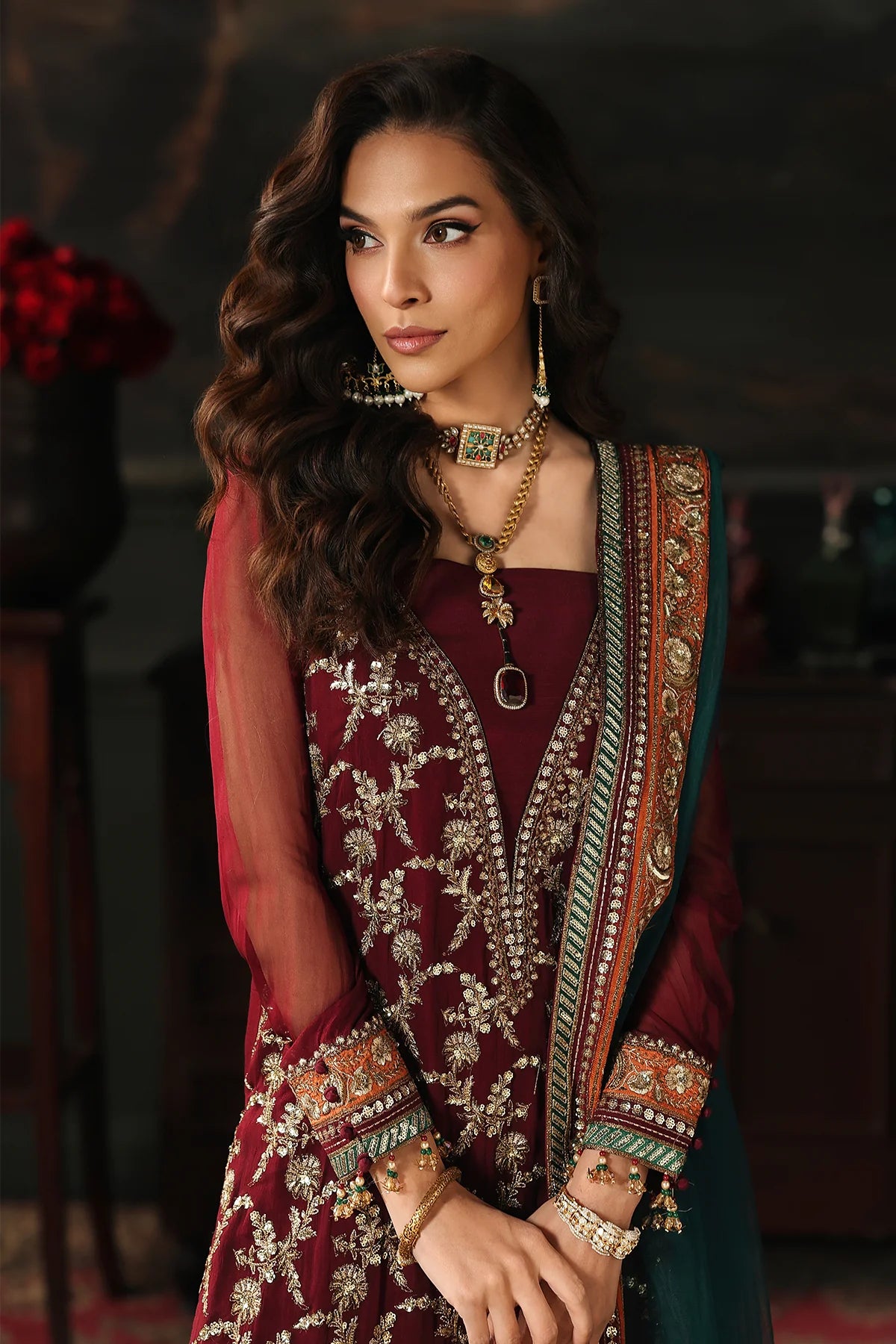 3 PC EMBROIDERED DYED CHIFFON CA26-05