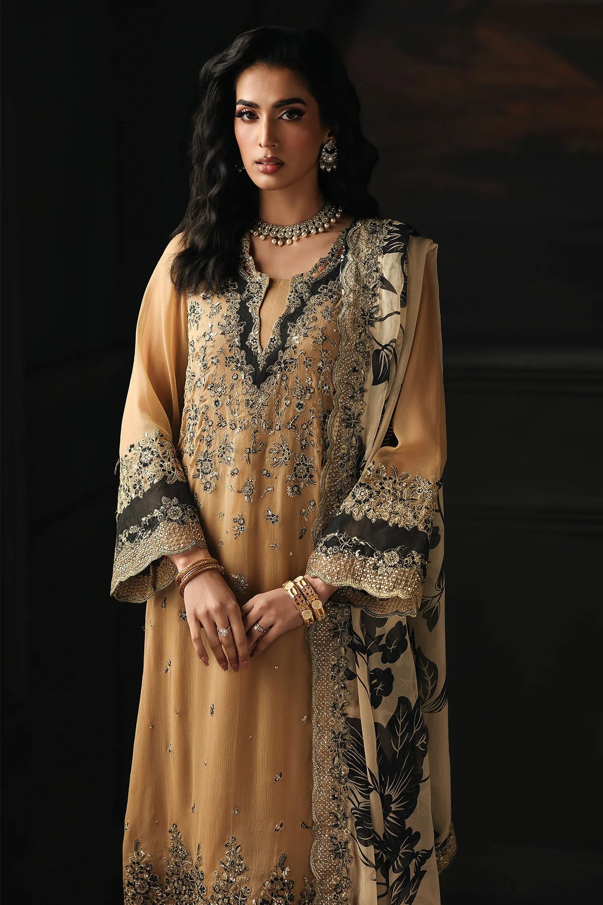 3 PC EMBROIDERED DYED CHIFFON CA26-06