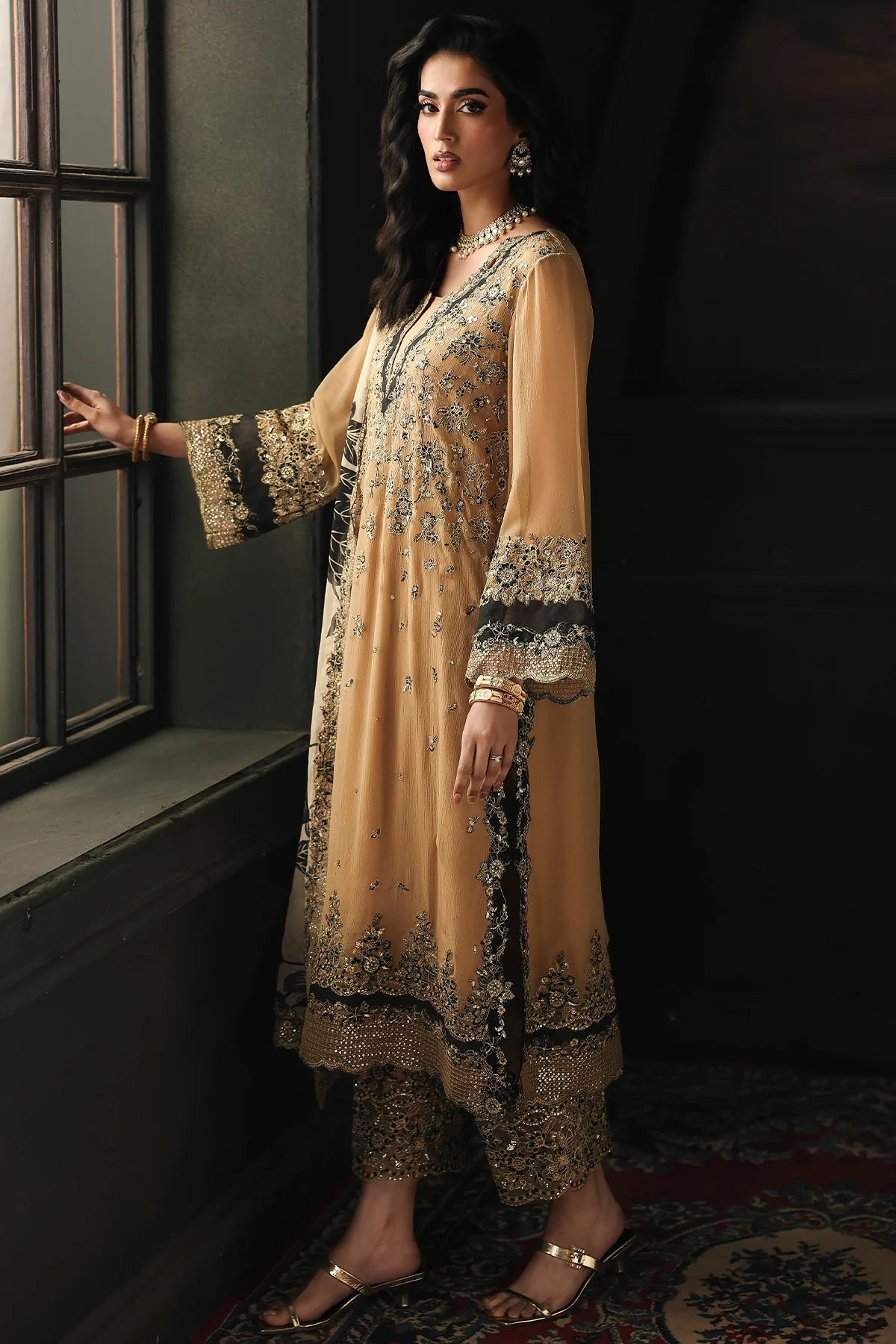 3 PC EMBROIDERED DYED CHIFFON CA26-06