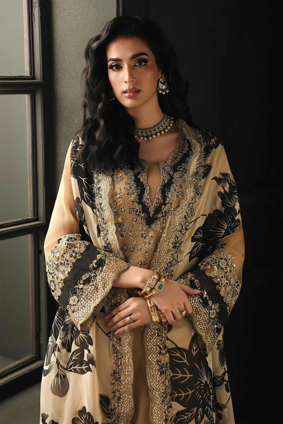3 PC EMBROIDERED DYED CHIFFON CA26-06