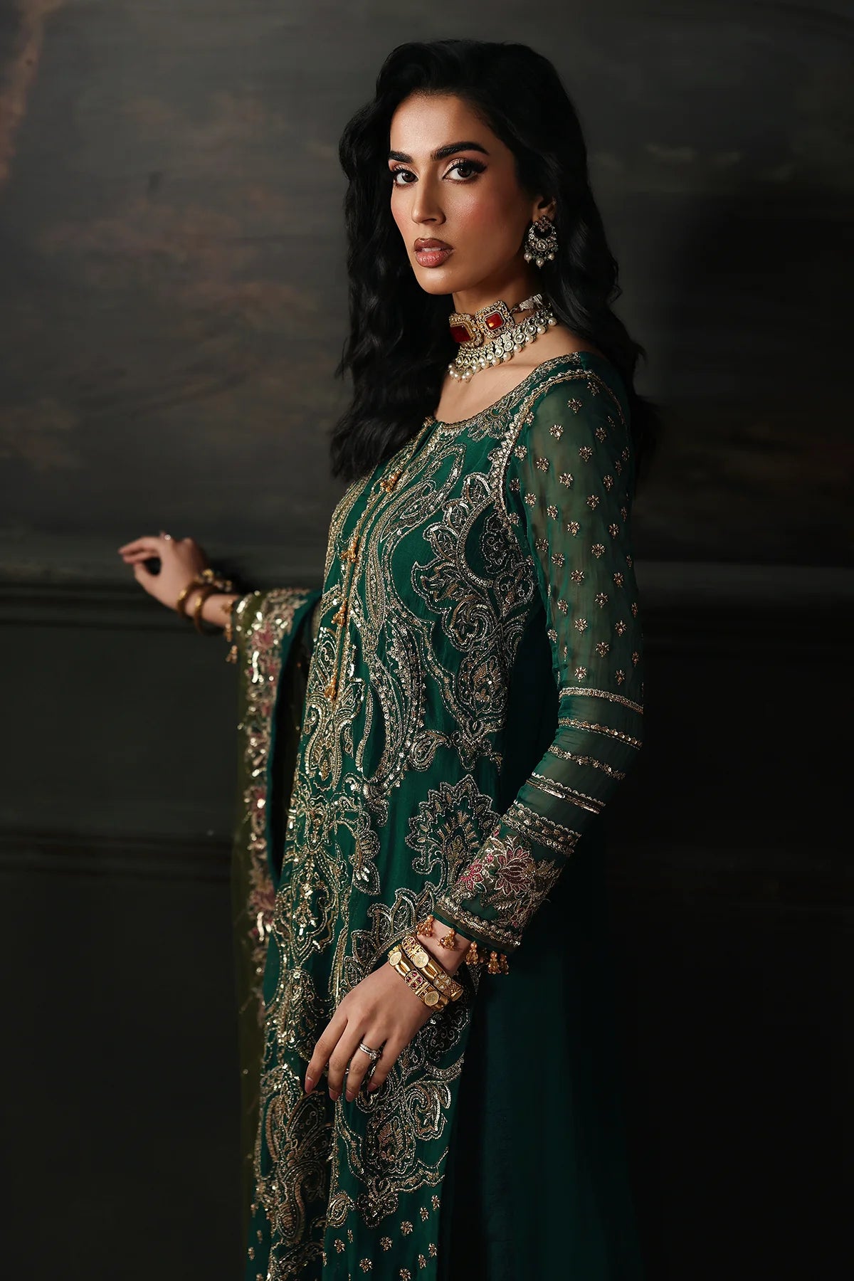 3 PC EMBROIDERED DYED CHIFFON CA26-04
