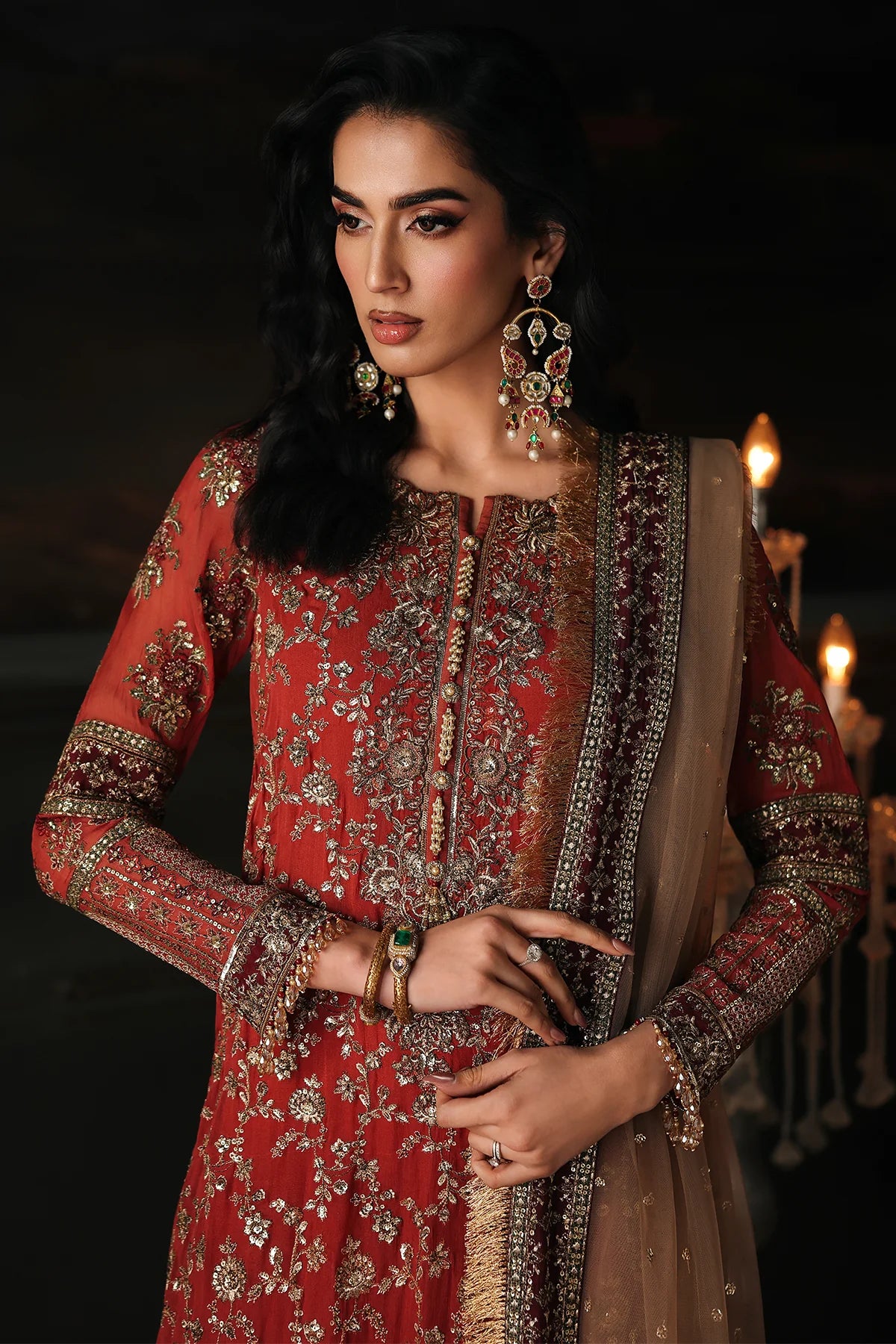 3 PC EMBROIDERED DYED CHIFFON CA26-03