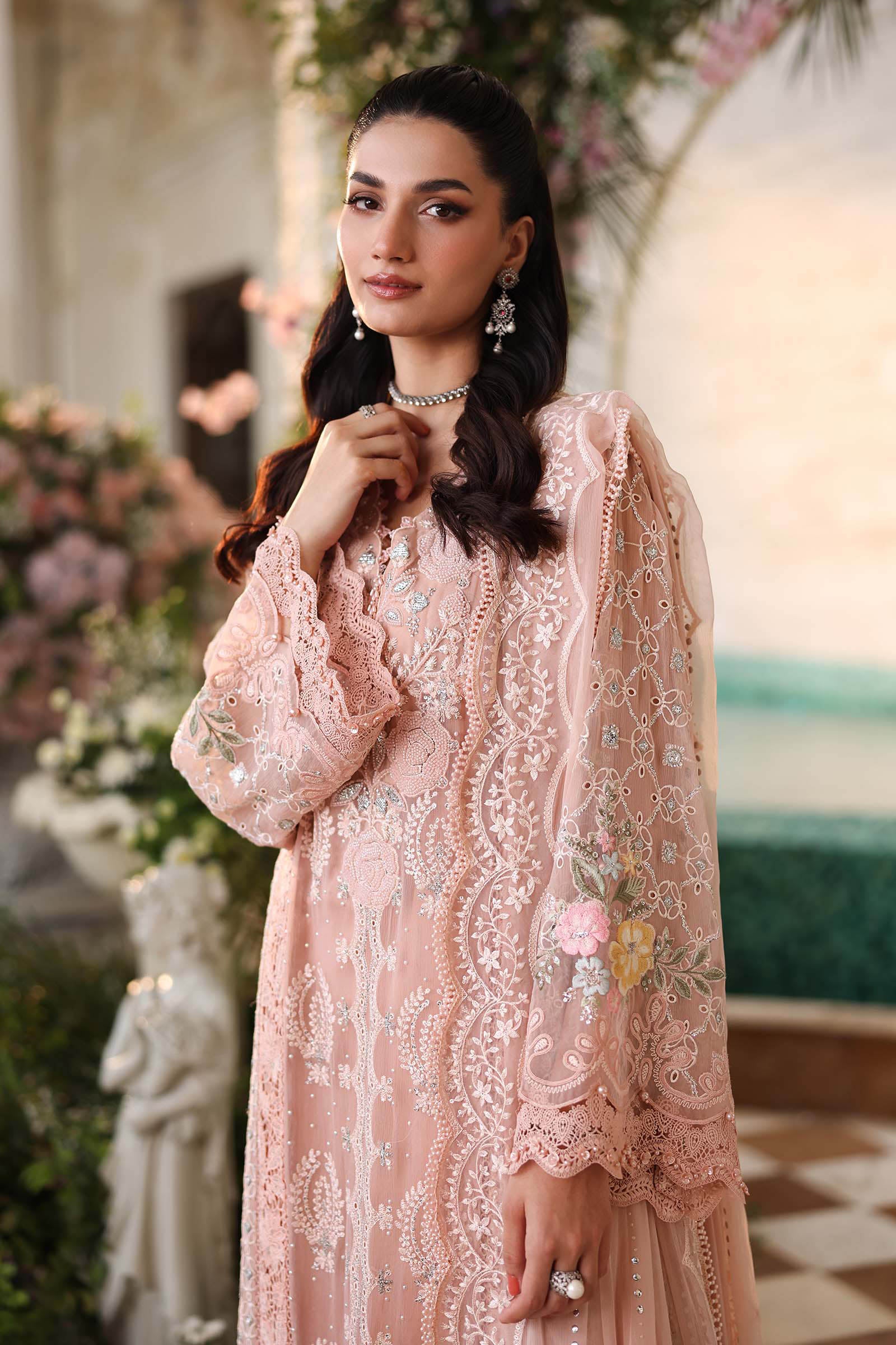 3 Piece Unstitched Embroidered Chiffon Suit
