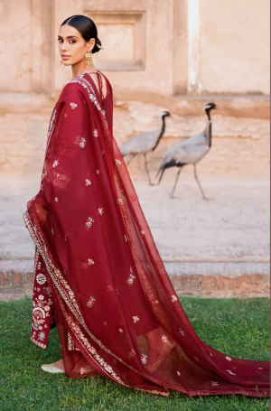 ROUGE ZEST-3PC EMBROIDERED LAWN SUIT