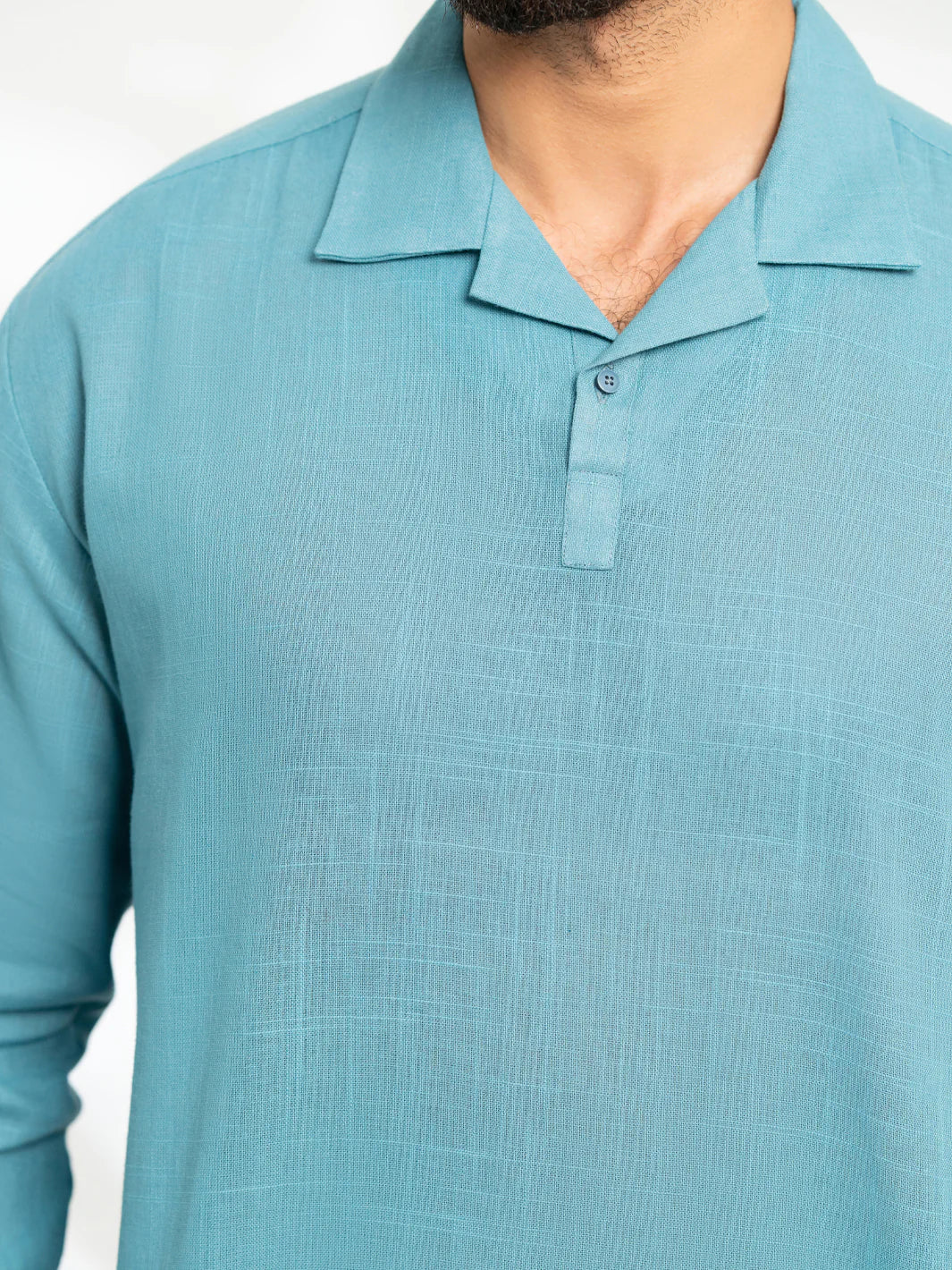 BLUE COTTON SEMI-FORMAL KURTA - AL-K-1293