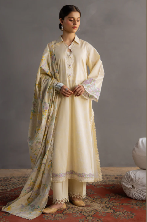 SUNSHINE GLOW-3PC PRINTED LAWN SUIT