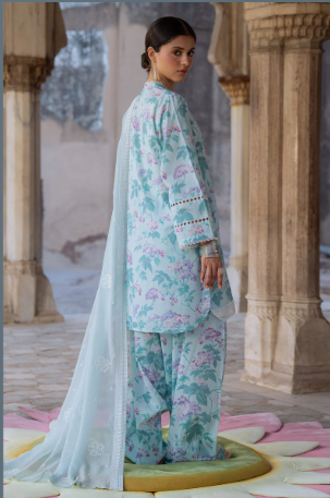 MINT GLAMOUR-3PC PRINTED LAWN SUIT