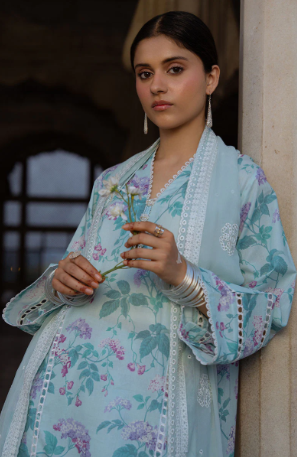 MINT GLAMOUR-3PC PRINTED LAWN SUIT