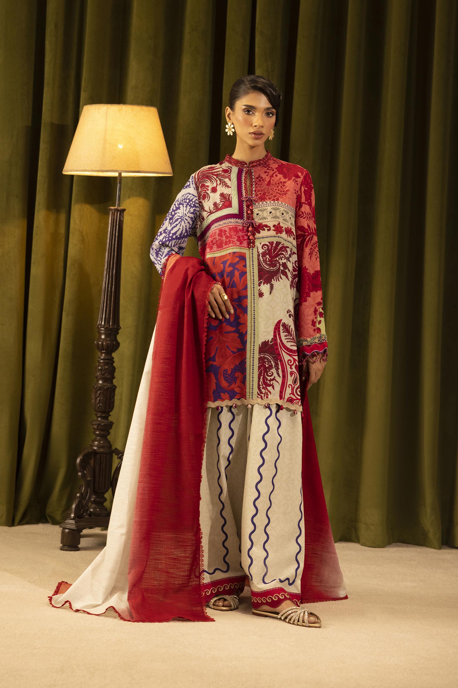 Unstitched Linen Muzlin 3 Piece Suit