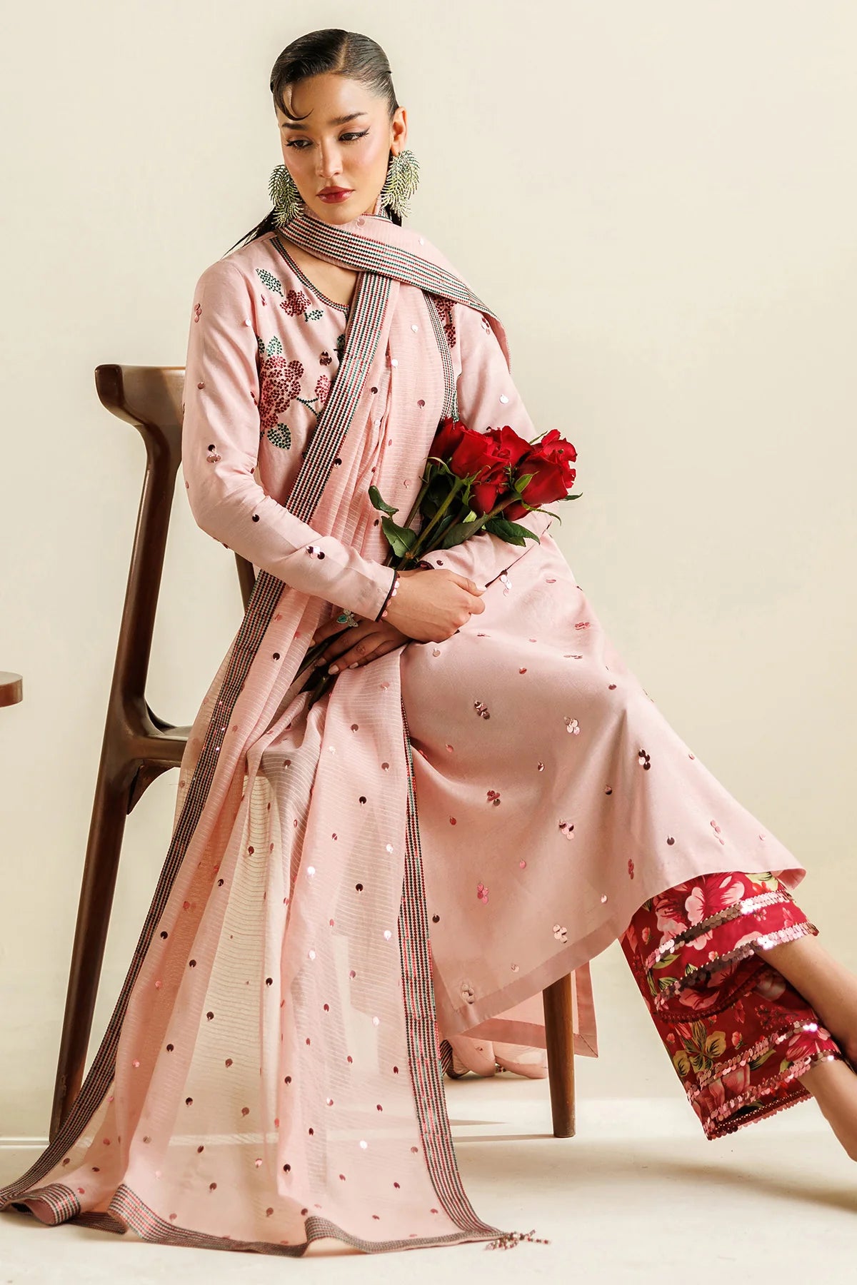 EMBROIDERED RAW SILK UR-7071