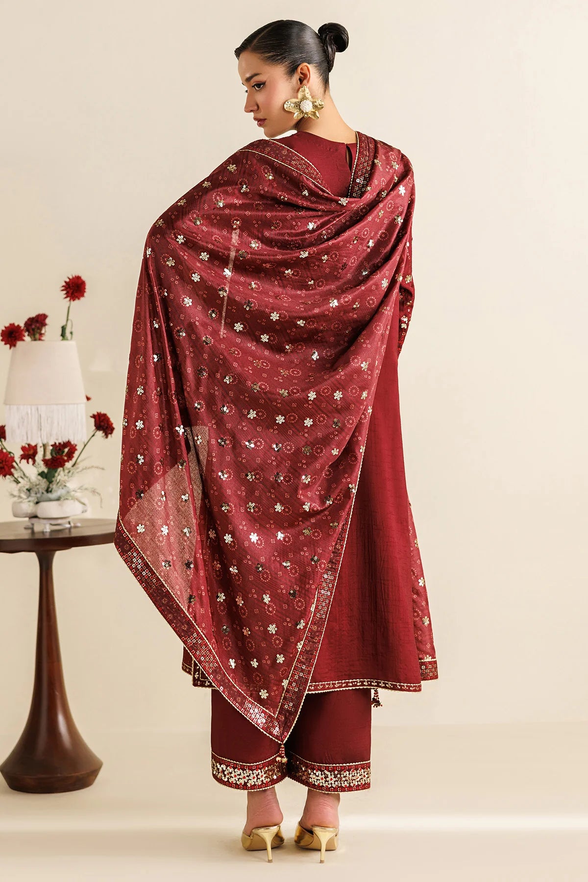 EMBROIDERED RAW SILK UR-7070