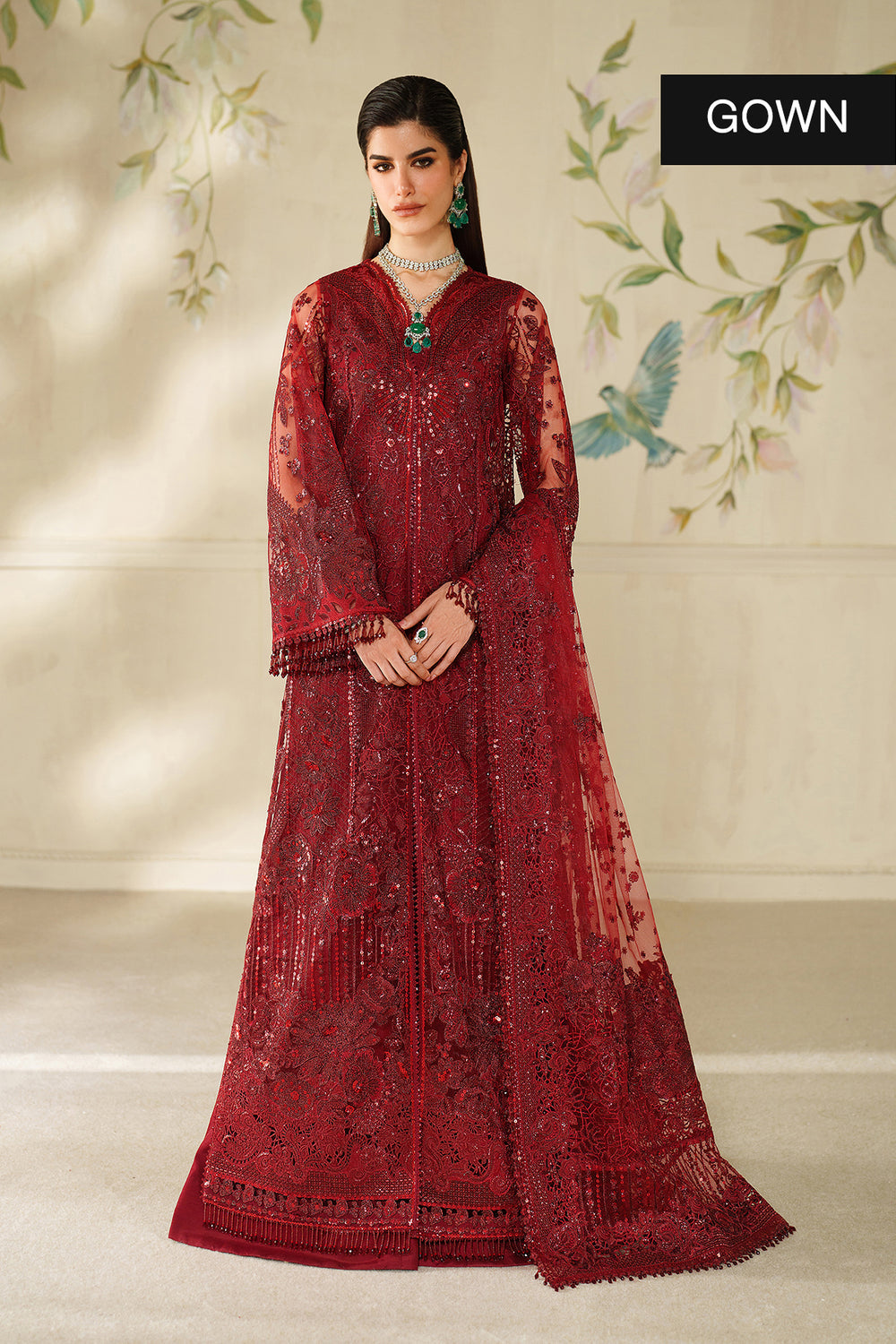 EMBROIDERED NET CH14-01 UNSTITCHED - Gown