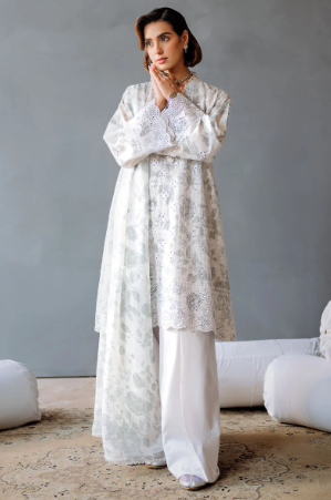 MESH BLOOM-3PC PRINTED LAWN SUIT