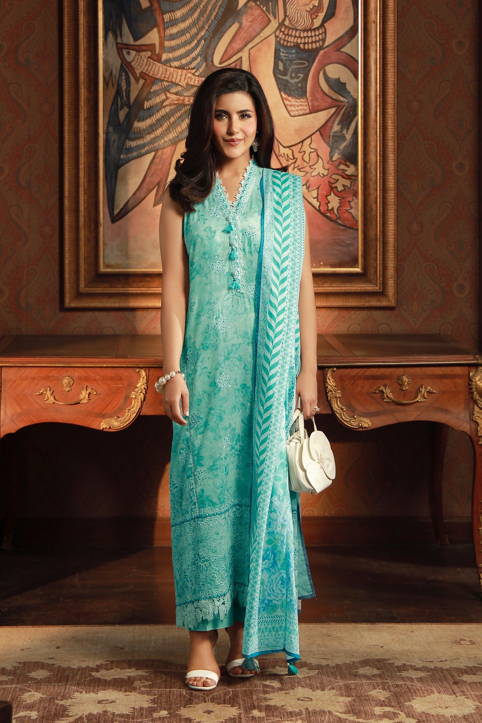 03 PIECE UNSTITCHED EMBROIDERED WITH PRINTED LAWN DUPATTA KOMAL LAWN