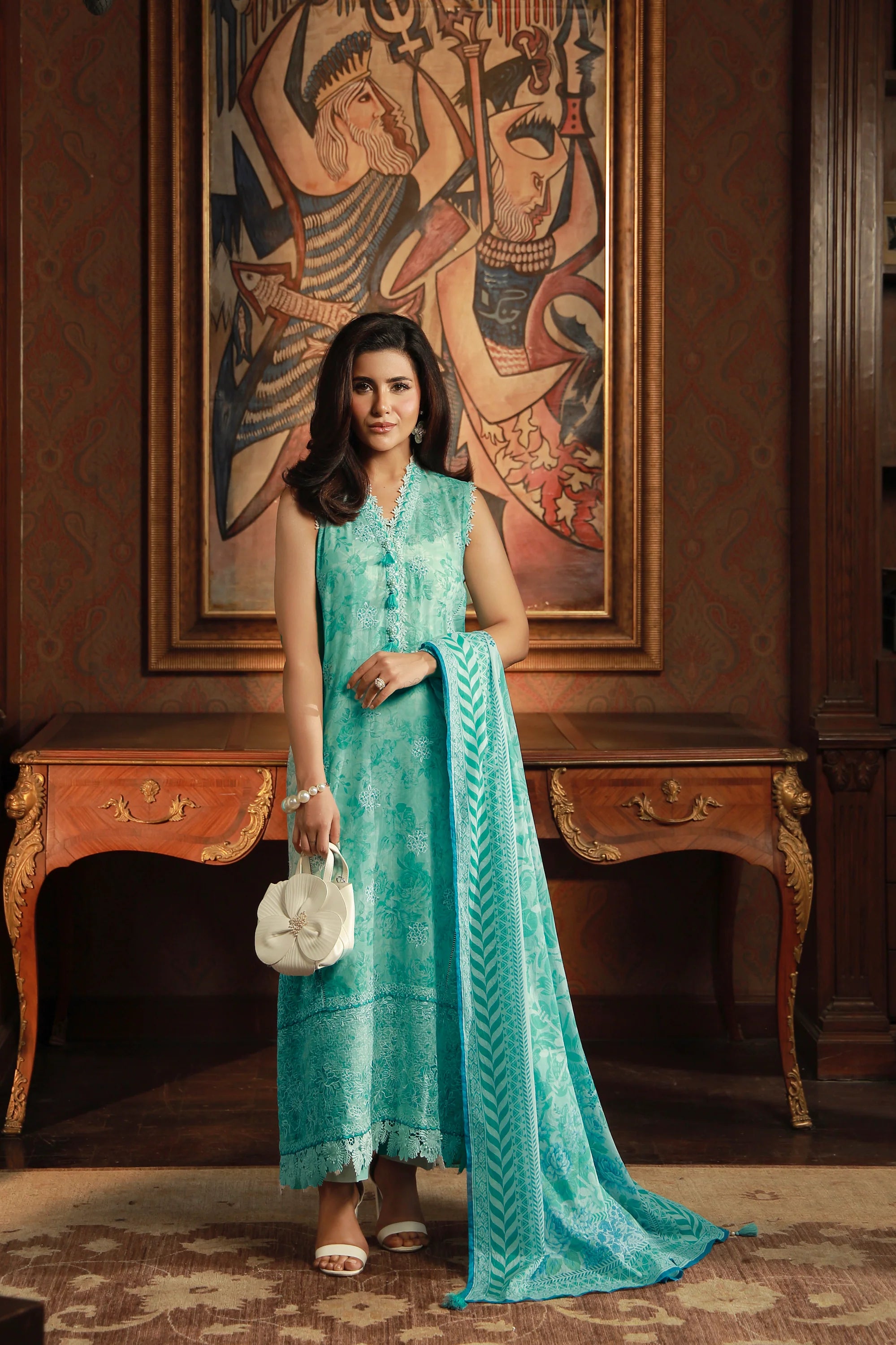 03 PIECE UNSTITCHED EMBROIDERED WITH PRINTED LAWN DUPATTA KOMAL LAWN