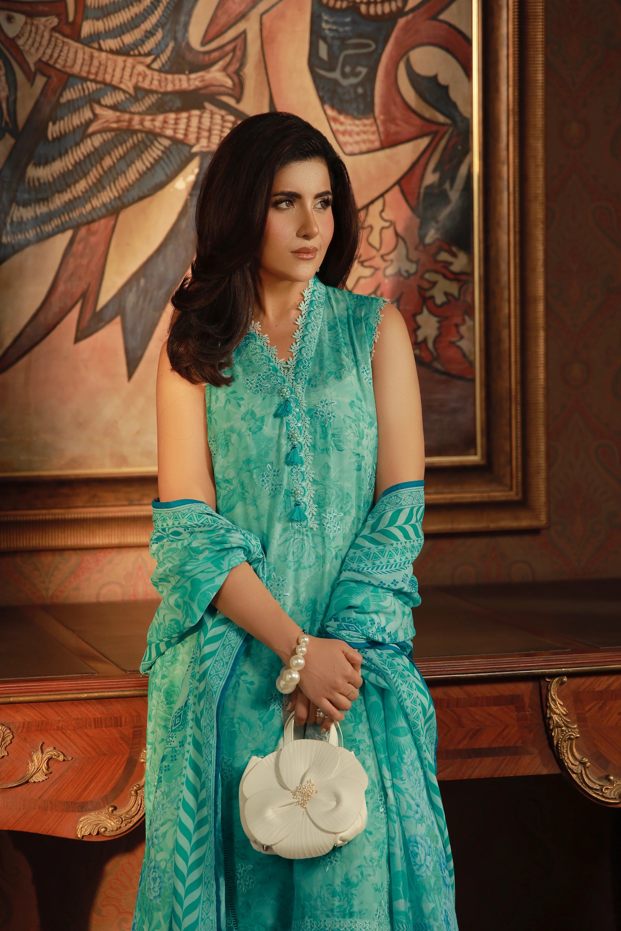 03 PIECE UNSTITCHED EMBROIDERED WITH PRINTED LAWN DUPATTA KOMAL LAWN