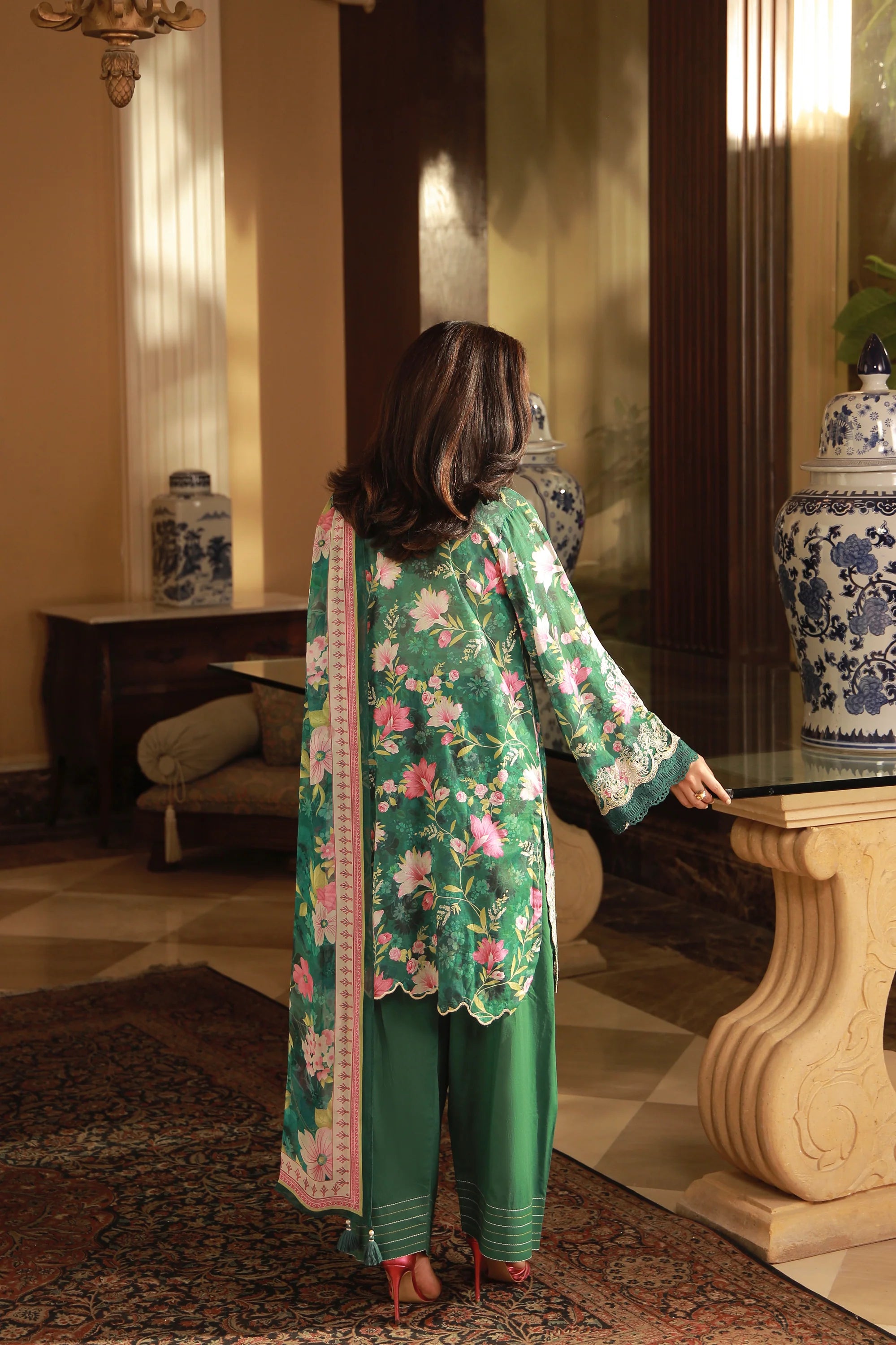 03 PIECE UNSTITCHED EMBROIDERED WITH PRINTED CHIFFON DUPATTA KOMAL LAWN