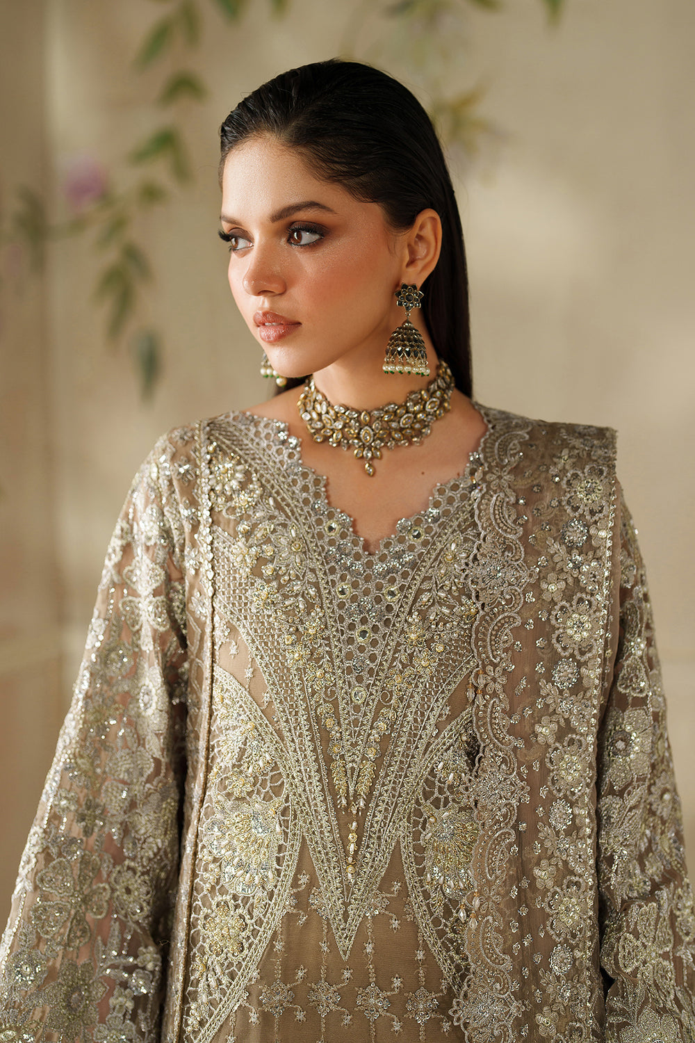 EMBROIDERED CHIFFON CH14-08 UNSTITCHED - A-Line Long Shirt