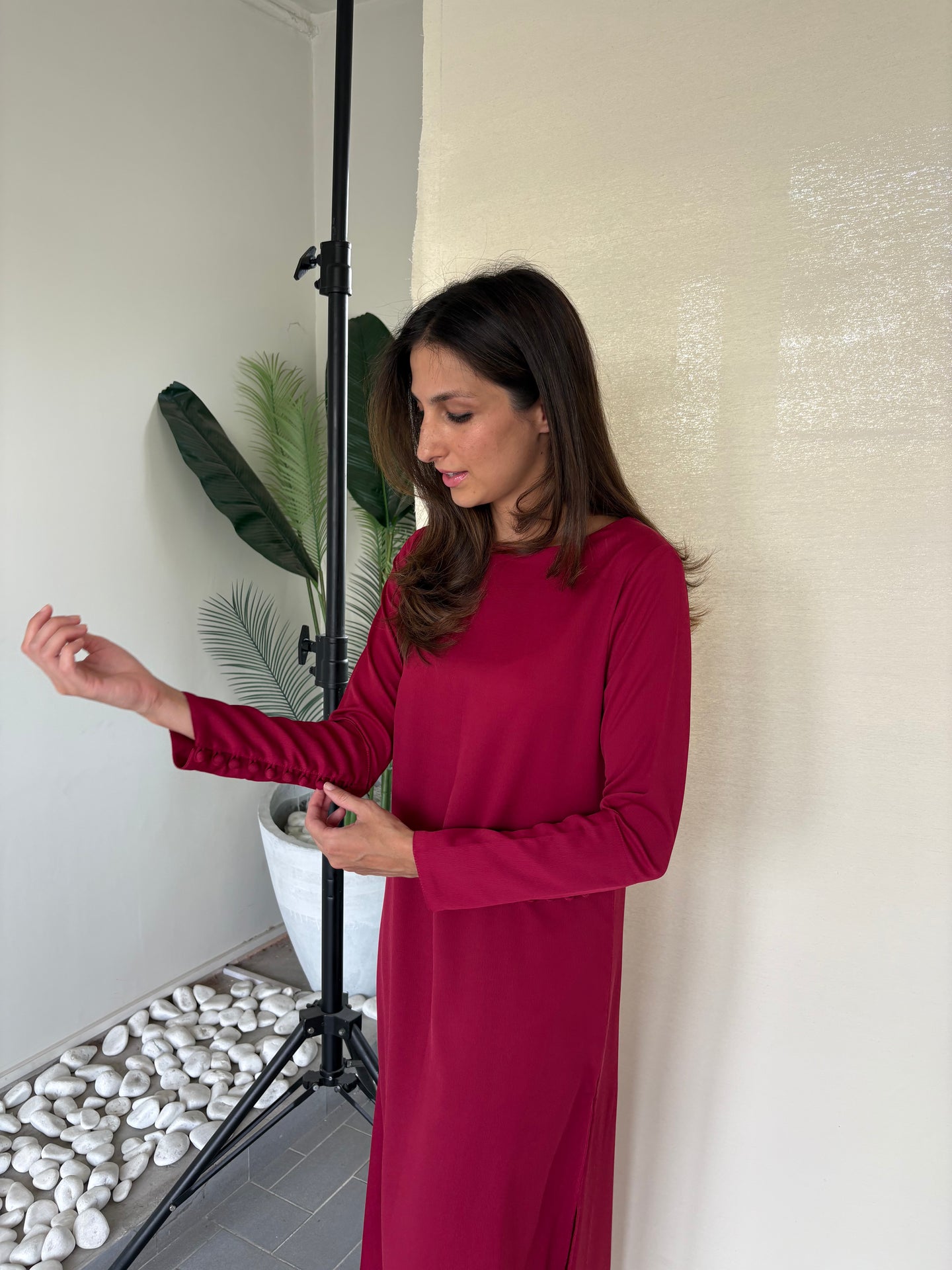 BERRY RED BUTTONED SET