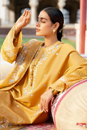 MUSTARD MIRAGE-3PC EMBROIDERED LAWN SUIT