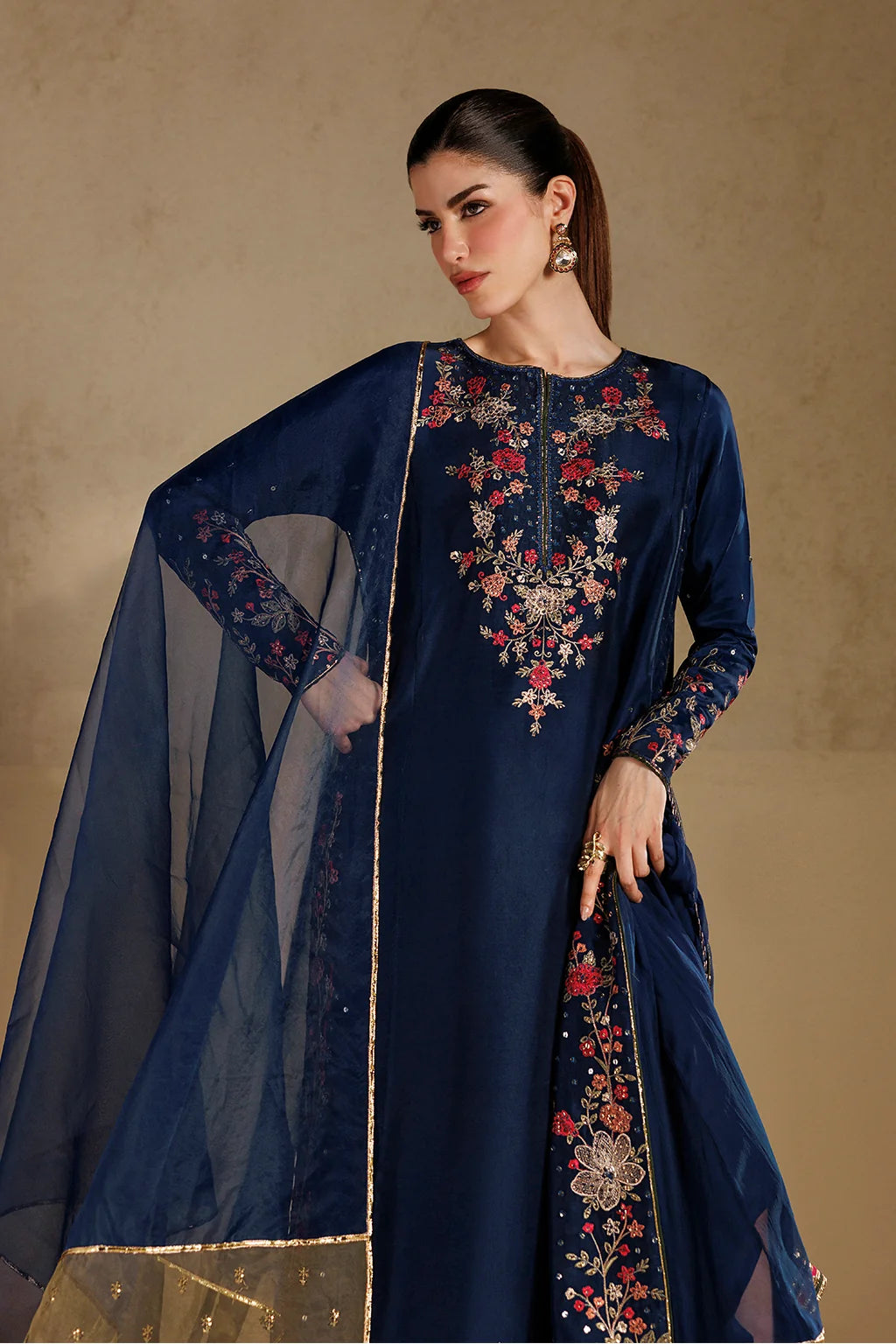 UE-728 EMBROIDERED PURE RAMEN SILK