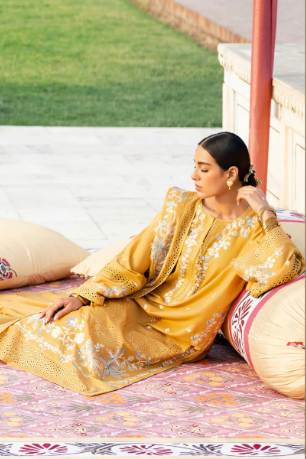 MUSTARD MIRAGE-3PC EMBROIDERED LAWN SUIT