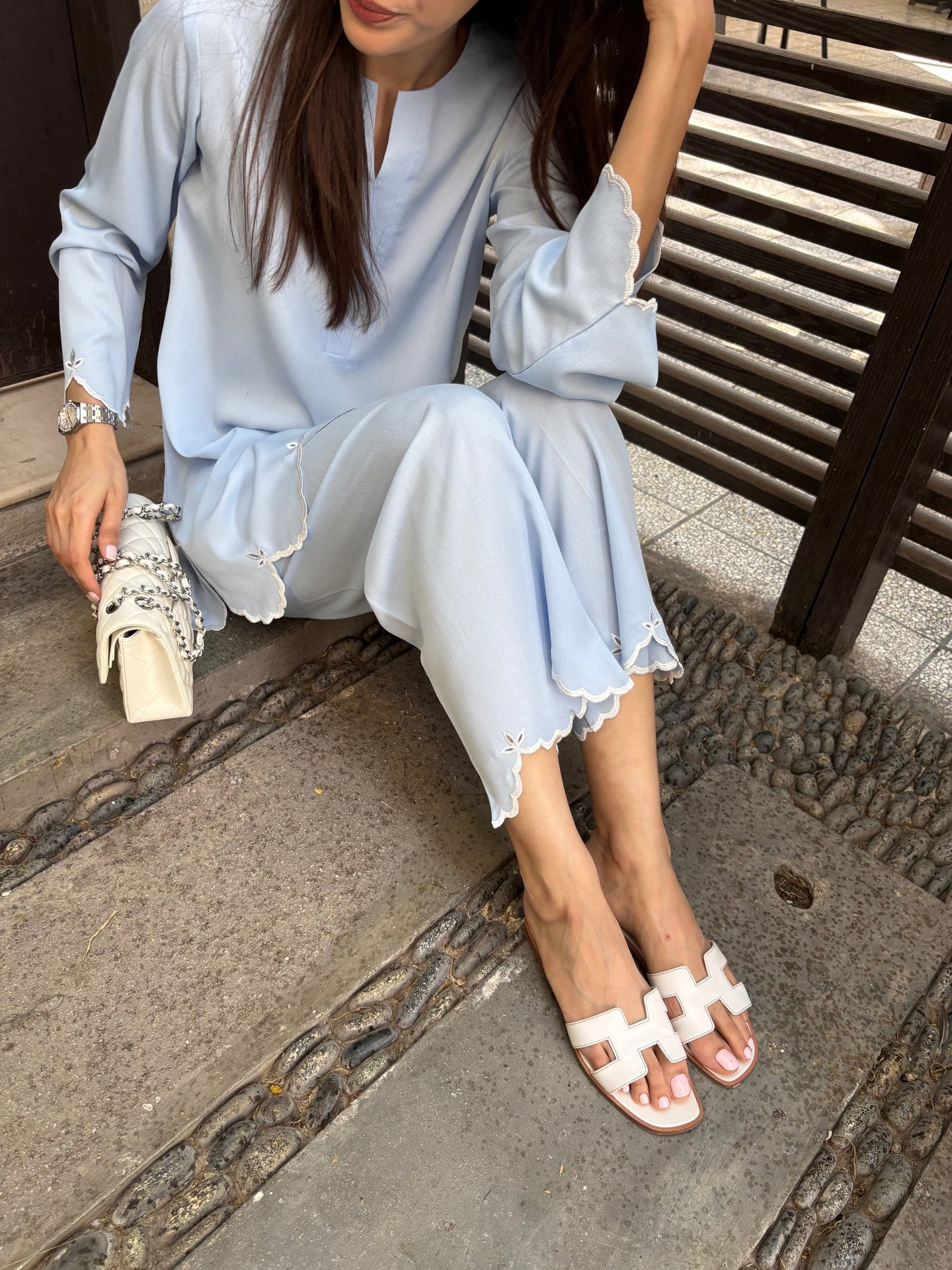 POWDER BLUE DAHLIA SET