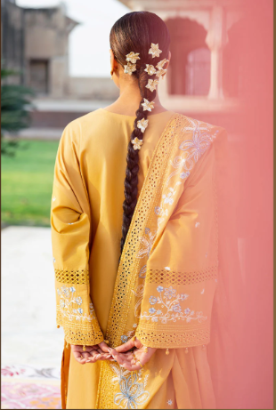 MUSTARD MIRAGE-3PC EMBROIDERED LAWN SUIT