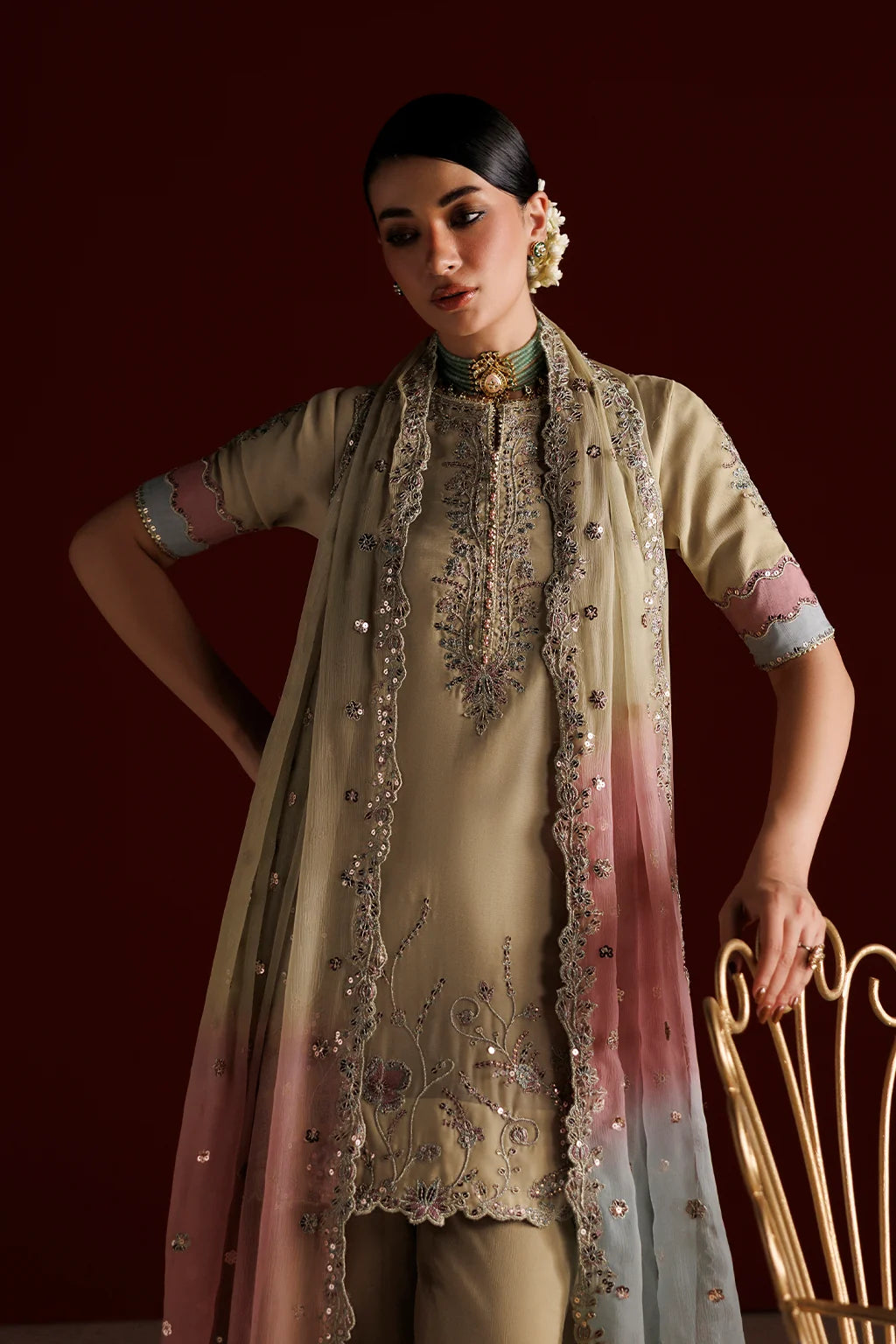CC-108 EMBROIDERED CHIFFON