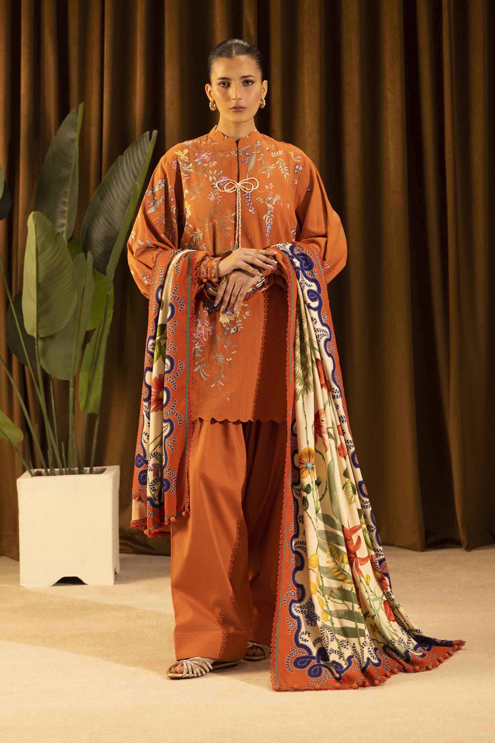 Unstitched Slub Muzlin 3 Piece Suit