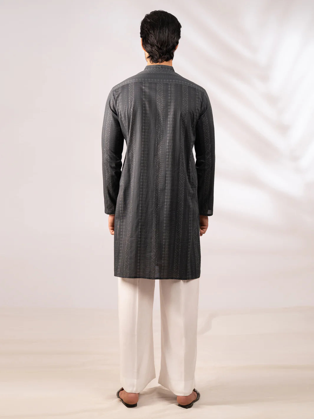 CHARCOAL GREY COTTON KURTA - AL-K-1285
