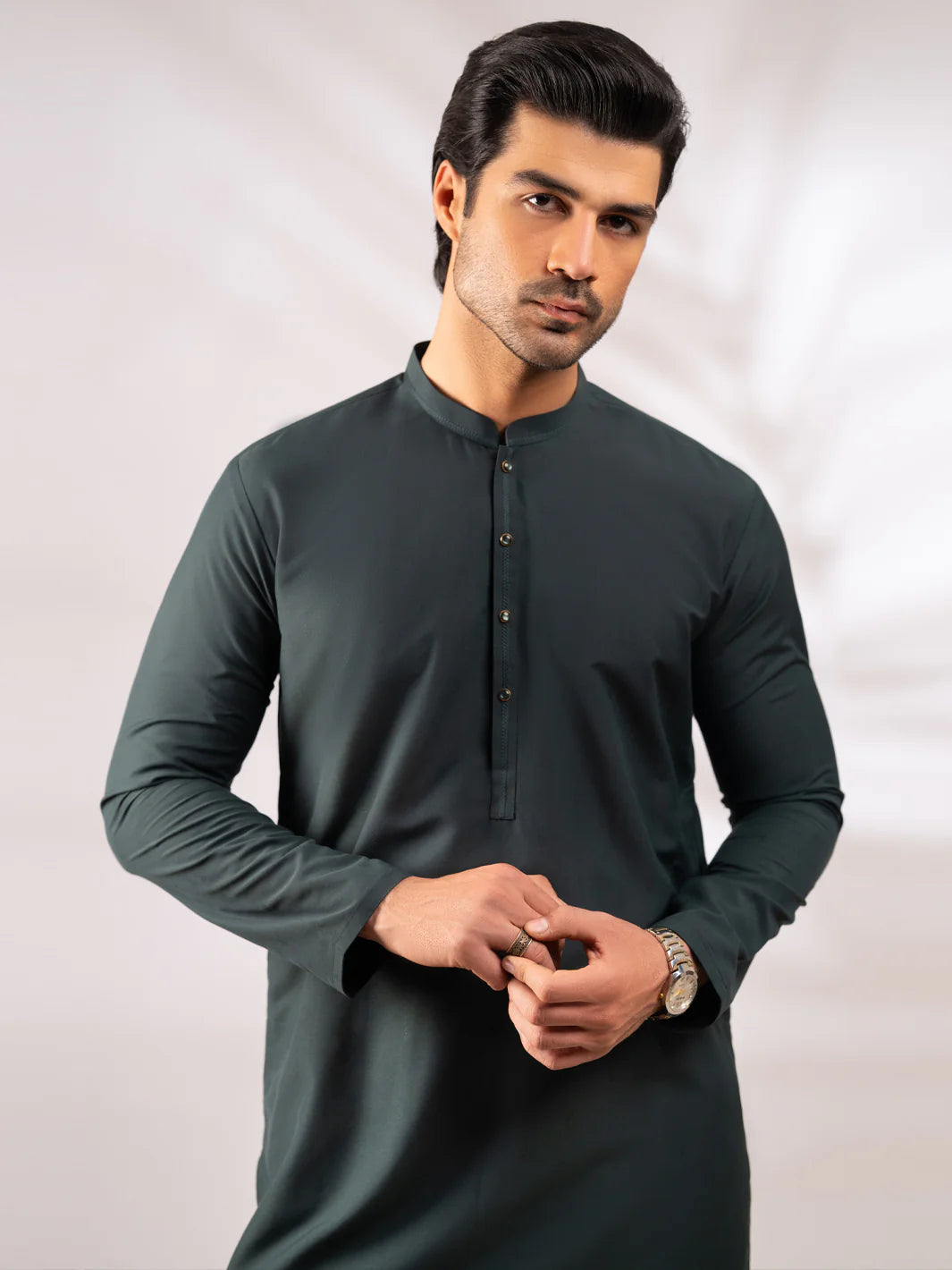 GREEN CUT & SEW KURTA - AL-K-1305