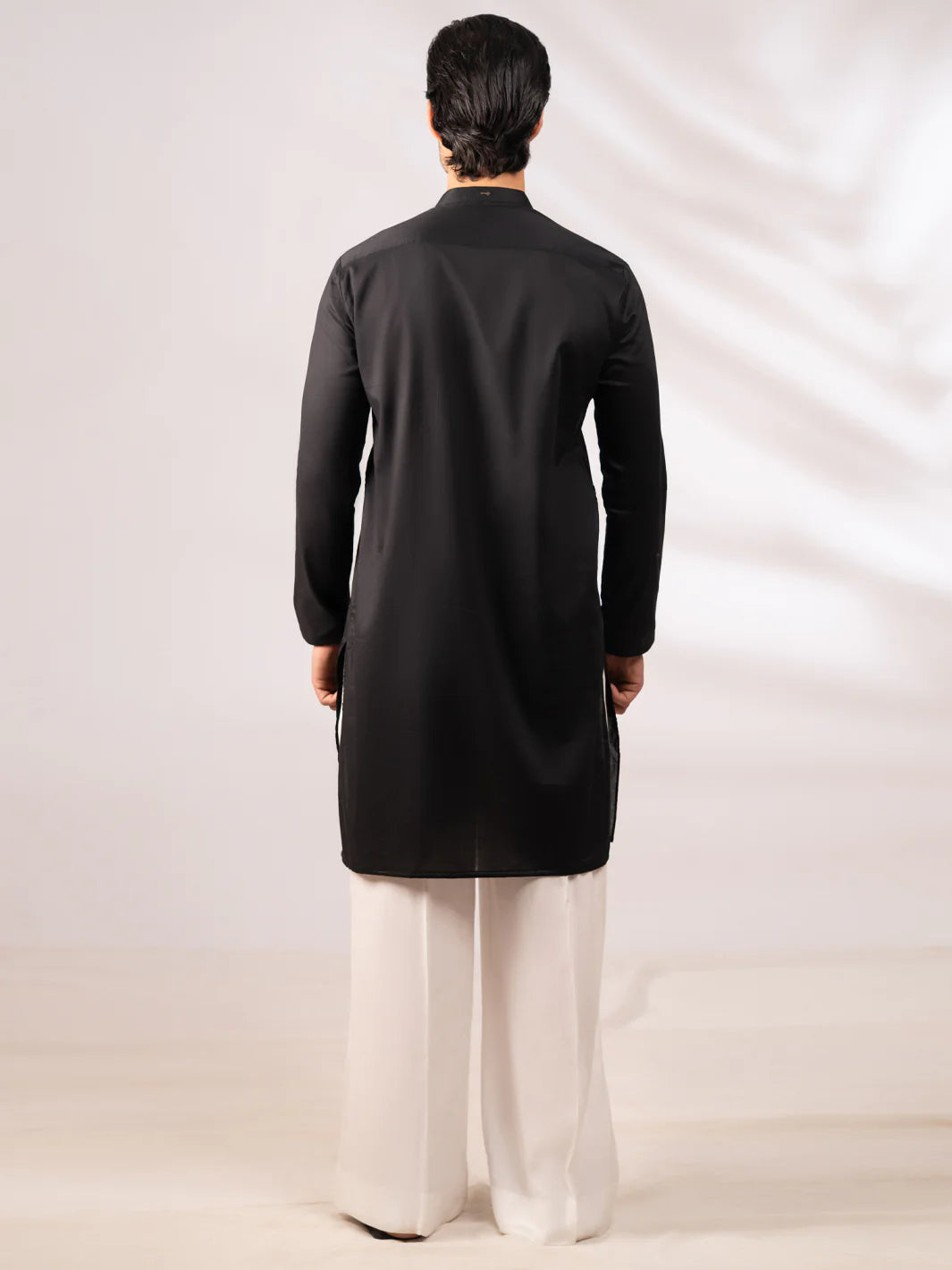 BLACK PLAIN KURTA - AL-K-1308
