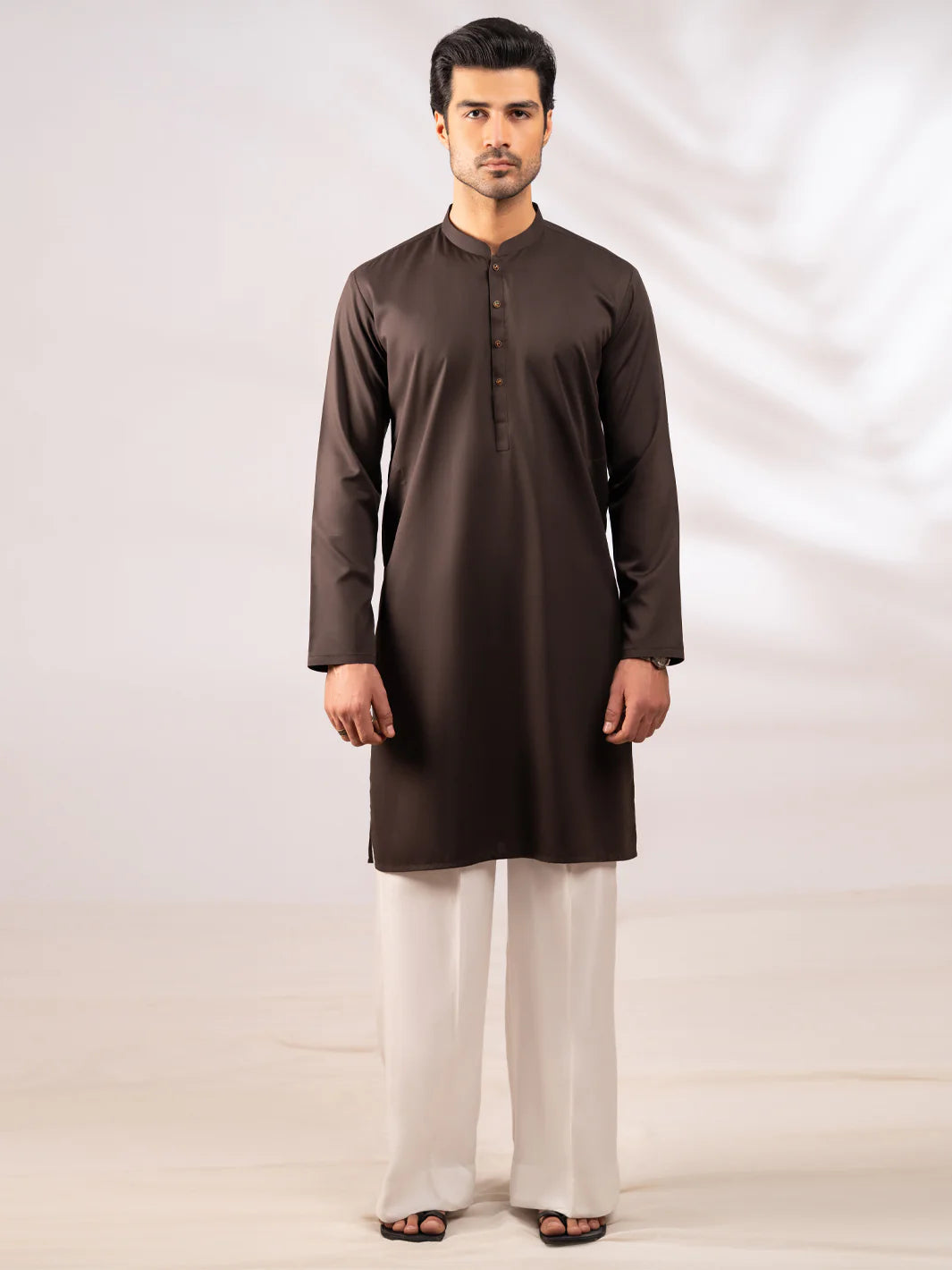 BROWN PLAIN KURTA - AL-K-1309