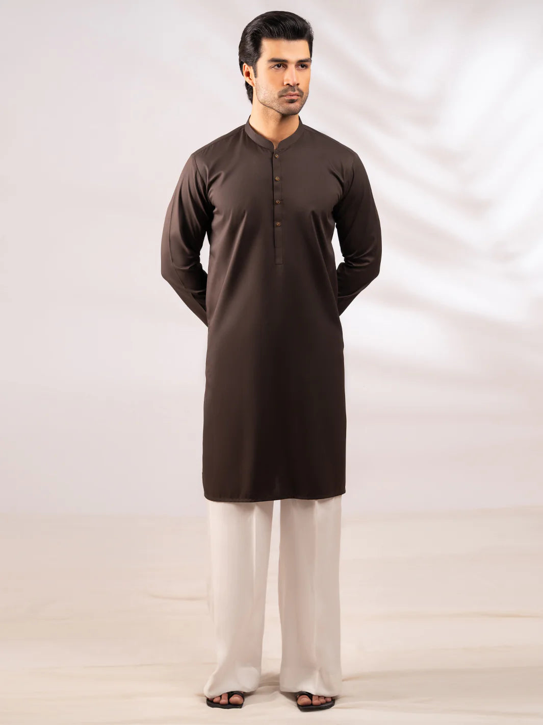 BROWN PLAIN KURTA - AL-K-1309