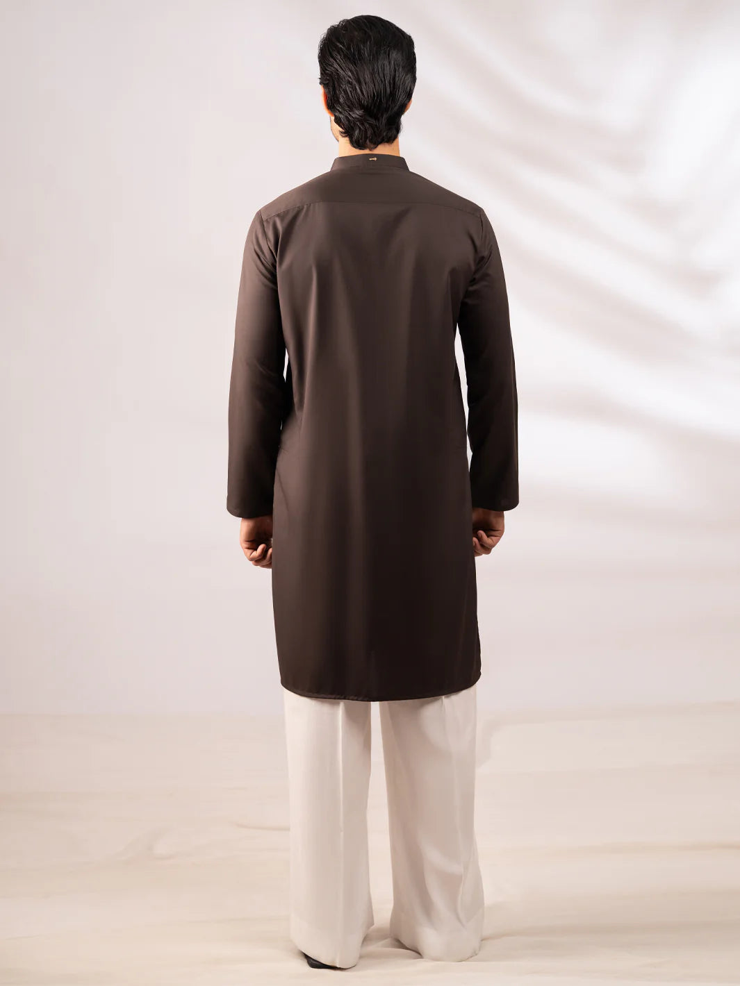 BROWN PLAIN KURTA - AL-K-1309