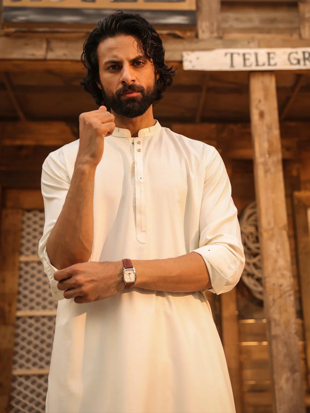 OFF WHITE KAMEEZ SHALWAR - AL-KS-3279