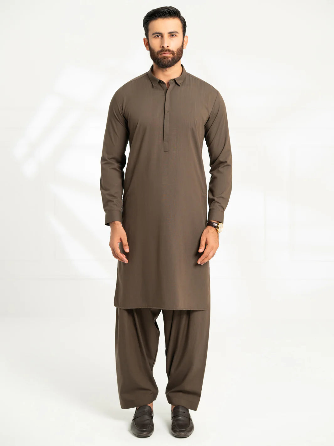 DARK OLIVE CUT & SEW KAMEEZ SHALWAR - AL-KS-3308