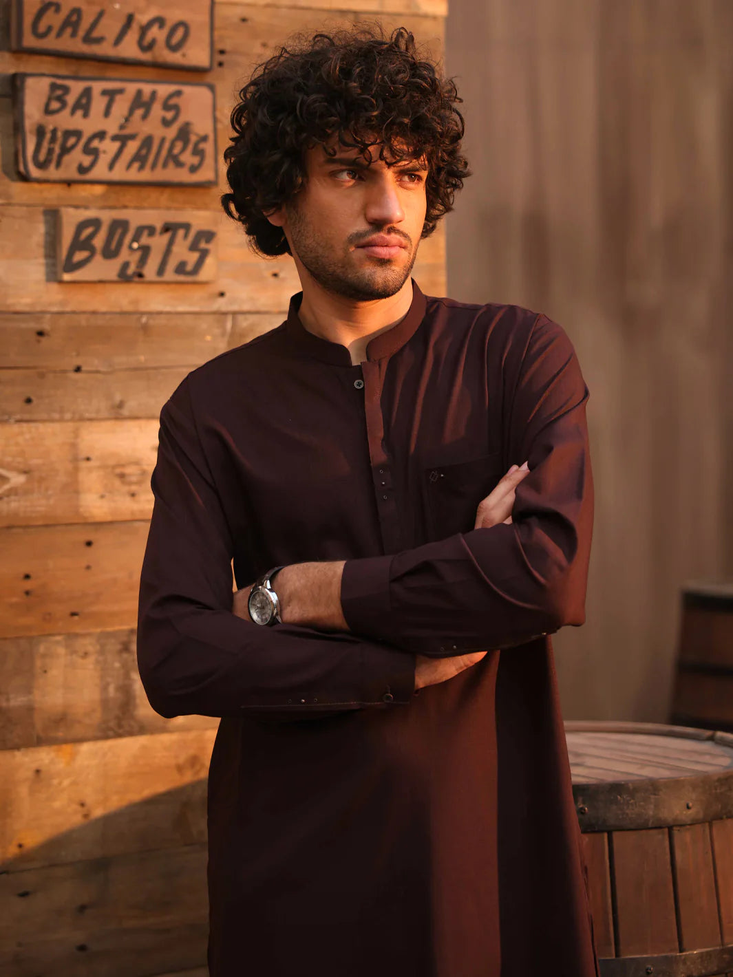 DARK MAROON CUT & SEW KAMEEZ SHALWAR - AL-KS-3309