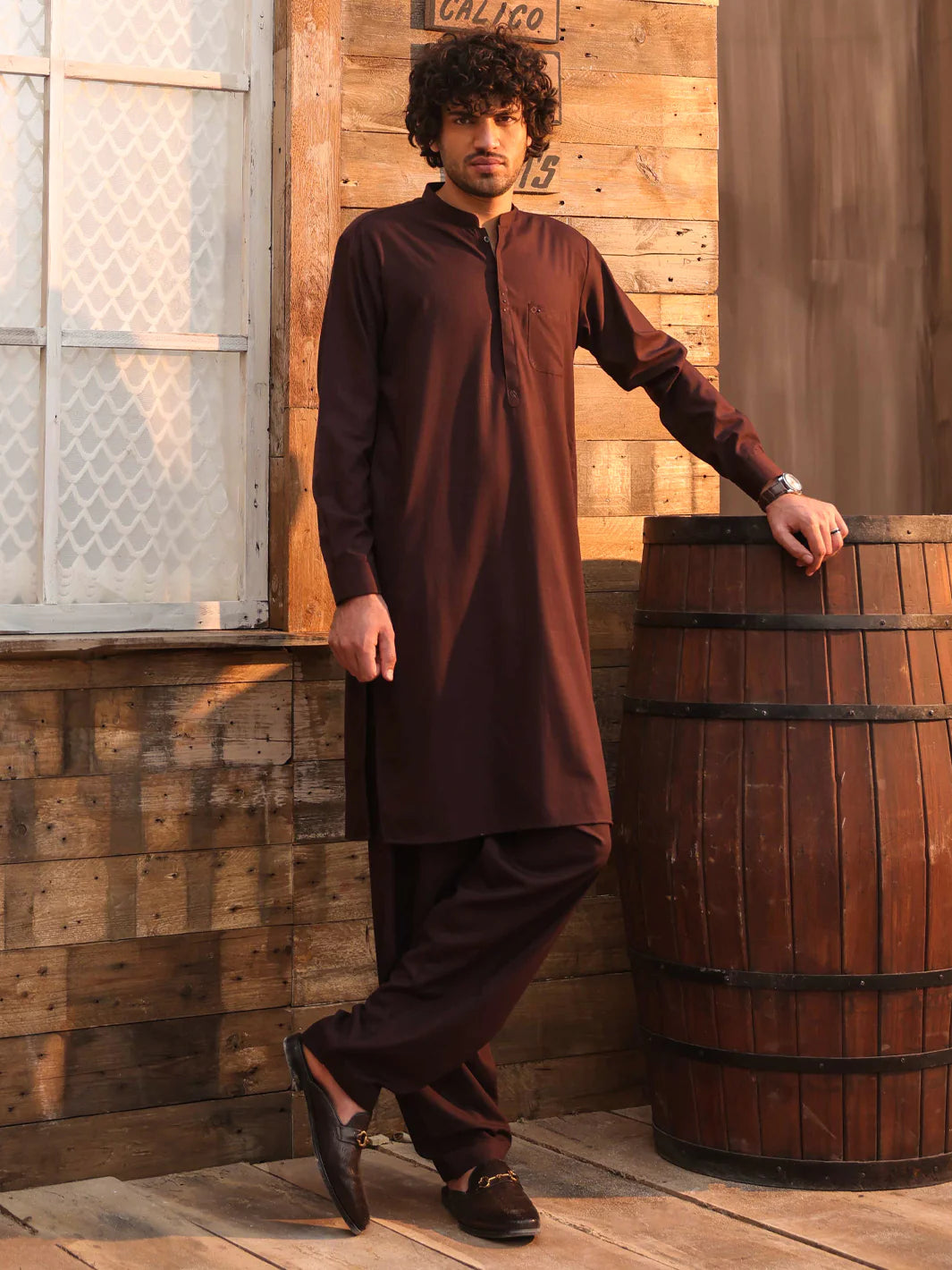 DARK MAROON CUT & SEW KAMEEZ SHALWAR - AL-KS-3309