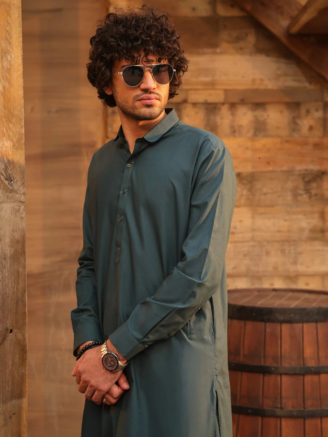 GREEN COTTON CUT & SEW KAMEEZ SHALWAR - AL-KS-3326