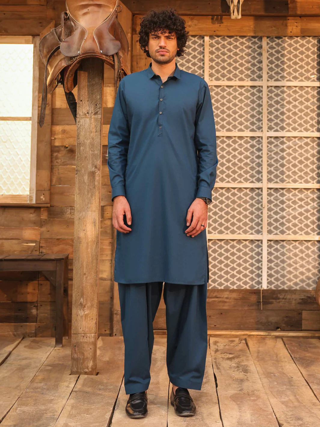 BLUE CUT & SEW KAMEEZ SHALWAR - AL-KS-3327