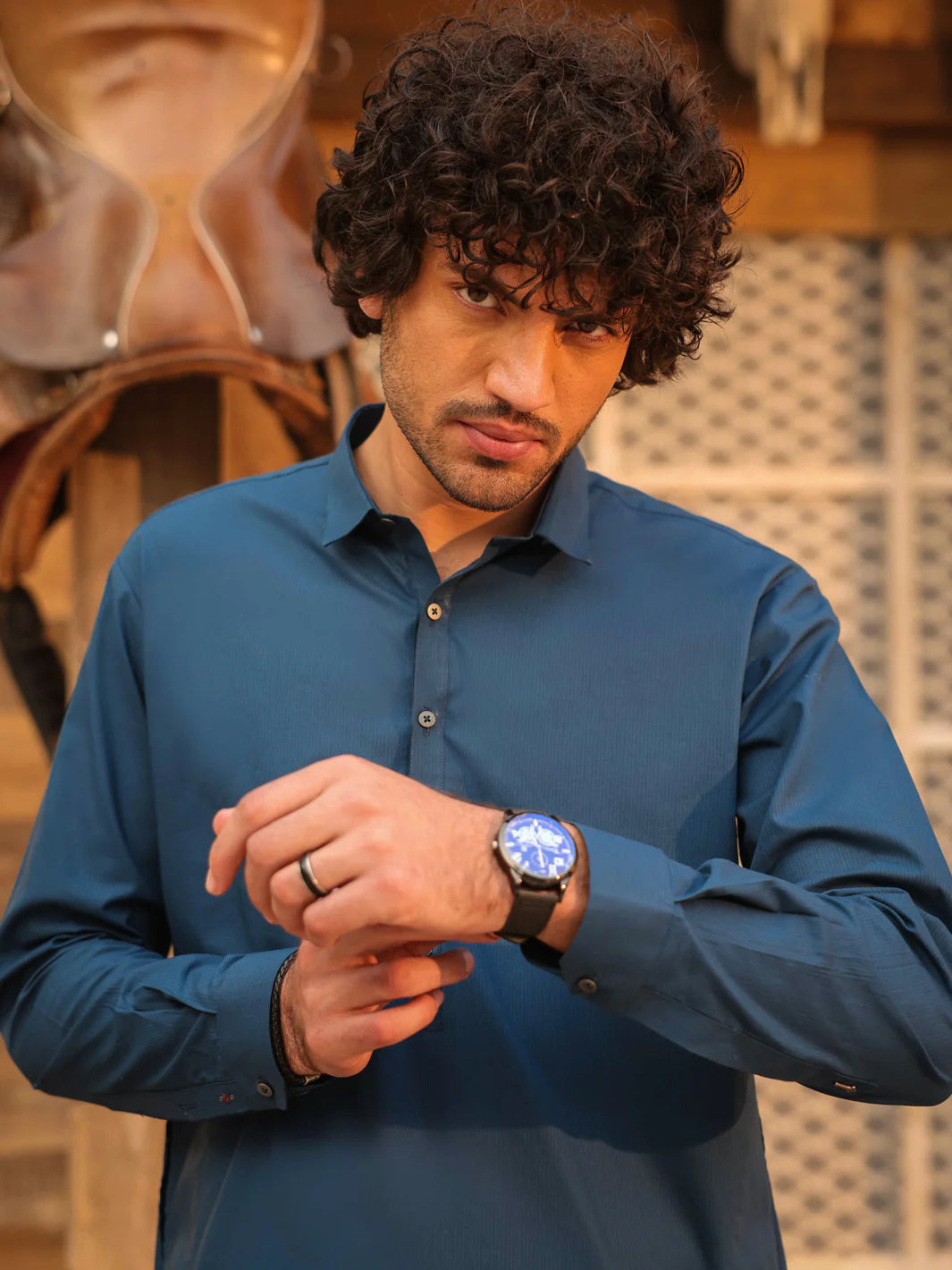 BLUE CUT & SEW KAMEEZ SHALWAR - AL-KS-3327