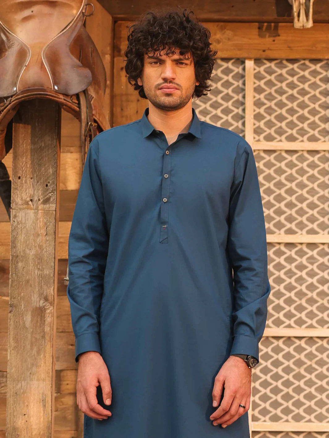 BLUE CUT & SEW KAMEEZ SHALWAR - AL-KS-3327